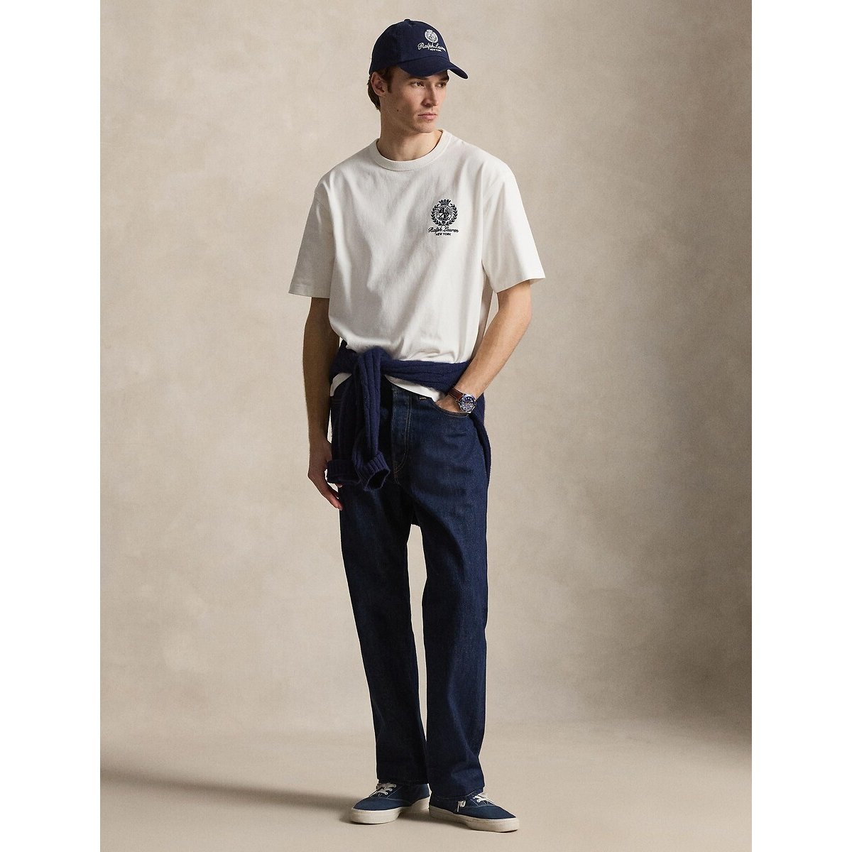 T-shirt manches courtes, à col rond, RELAXED FIT blanc, POLO RALPH LAUREN