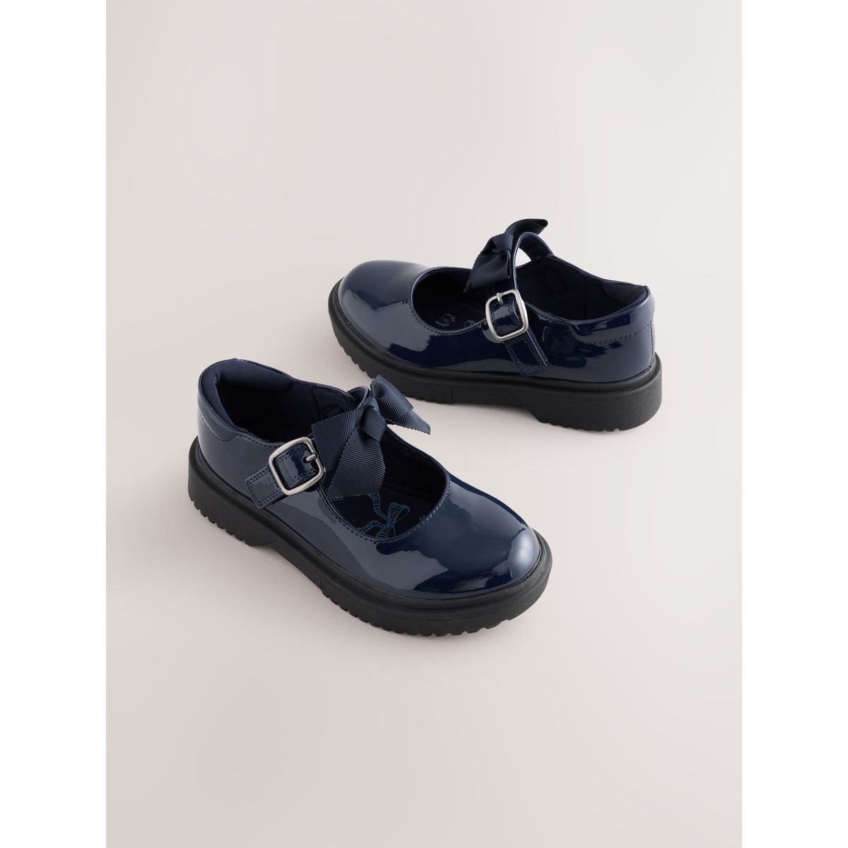 Babies d'école à semelle épaisse avec nœud bleu marine, NEXT