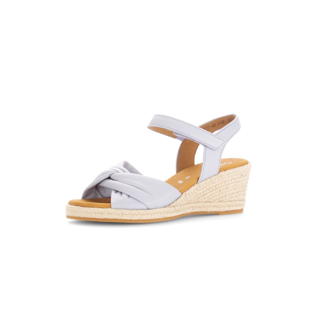 Sandales en cuir lisse à talon compensé bleu lisse, GABOR