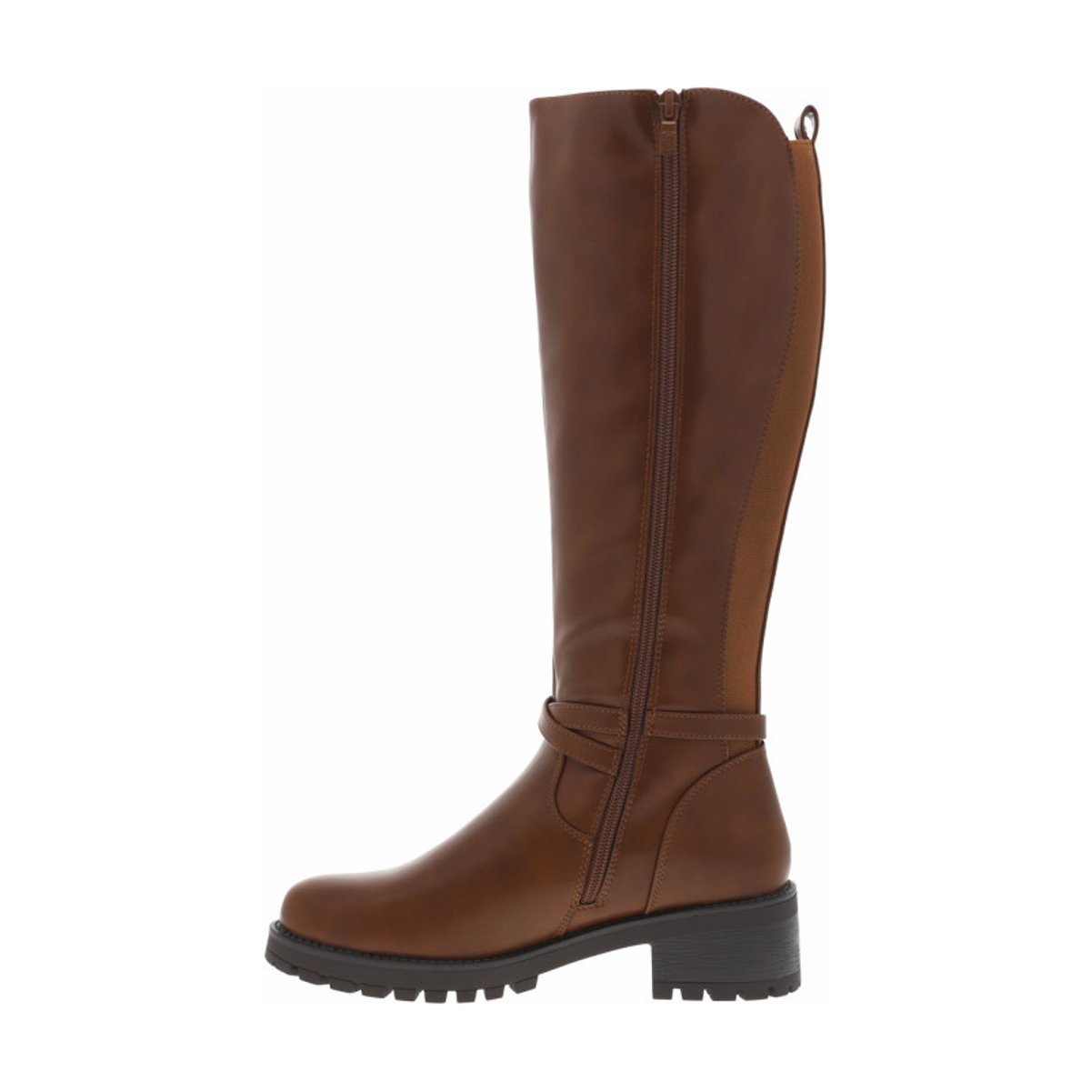 Bottes noires pourvue d'une fermeture zippée et de liens décoratifs camel, LPB Les P'tites Bombes