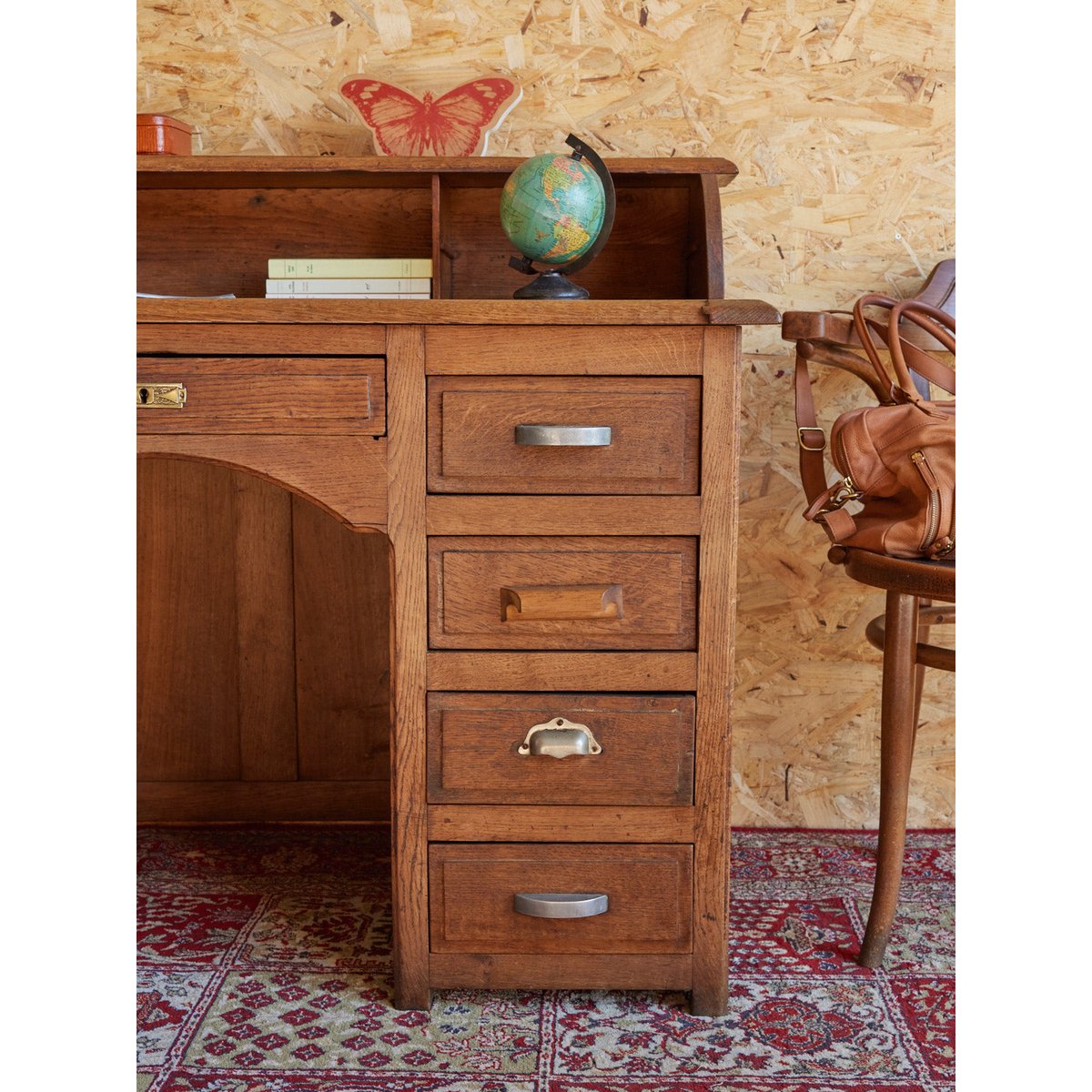 Bureau ancien en bois Edouard N°713 - Bon état bois clair, DEBONGOUT
