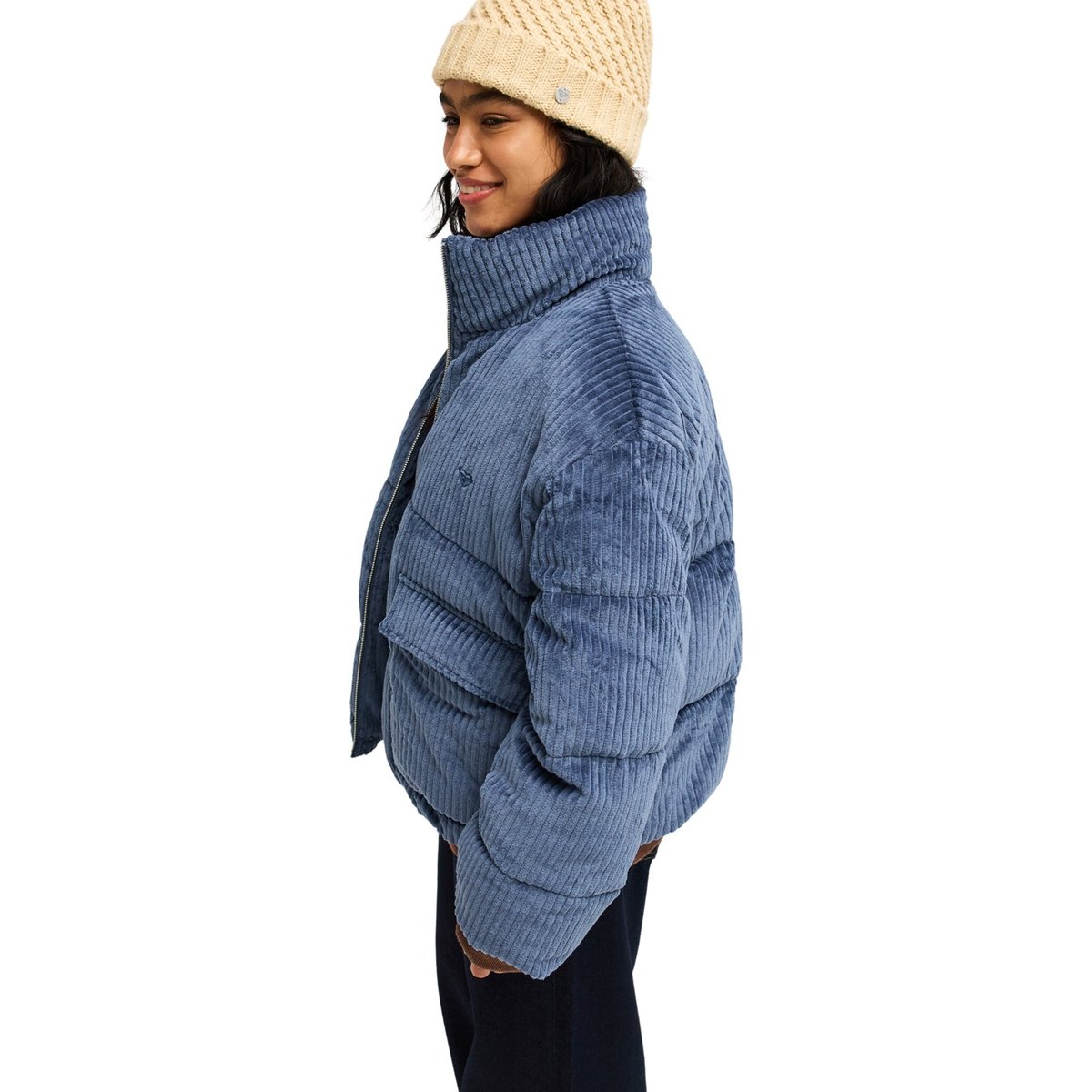 Doudoune à capuche en velours côtelé CRYSTAL FADE CORDUROY. bleu vintage indigo, ROXY