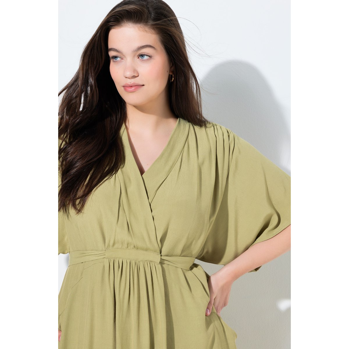 Robe-blouse maxi kaki clair, ULLA POPKEN