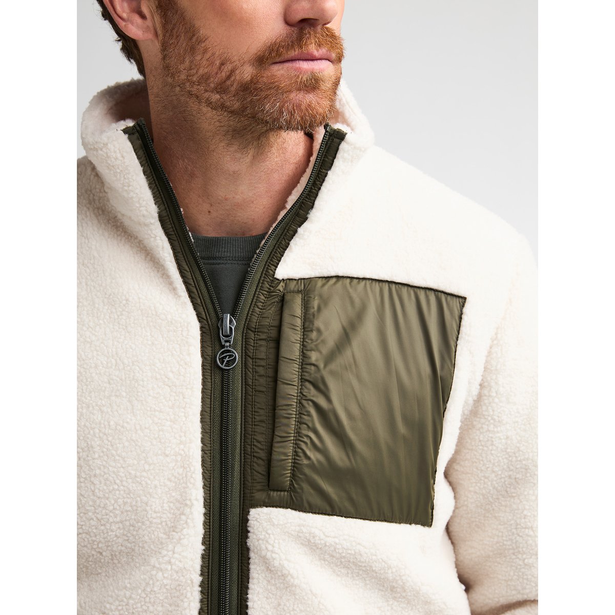 Veste en polaire sherpa ironwood blanc seashell, PETROL INDUSTRIES