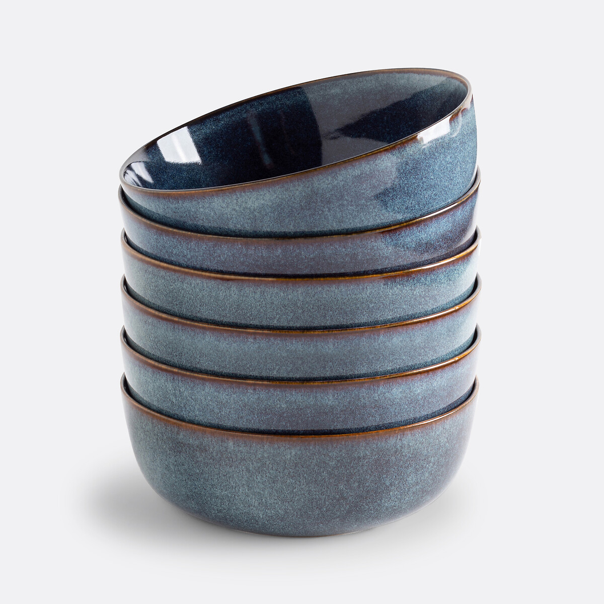 Lote de 6 platos hondos de gres, Onda azul , LA REDOUTE INTERIEURS