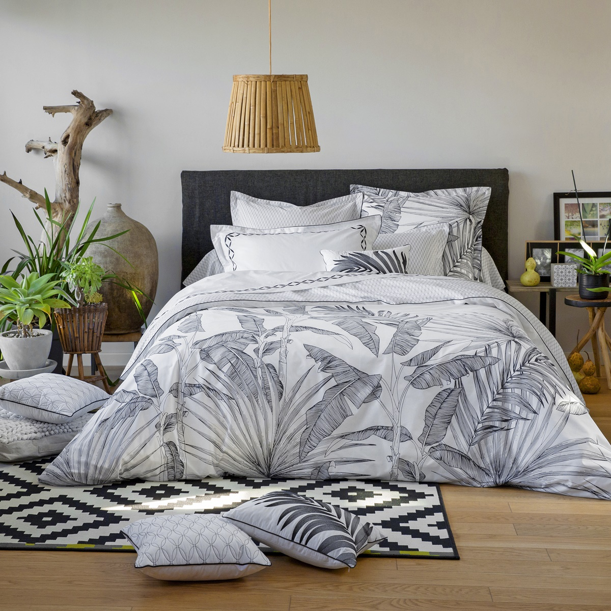 Housse De Couette Percale De Coton - TROPICAL feuillage, TRADITION DES VOSGES