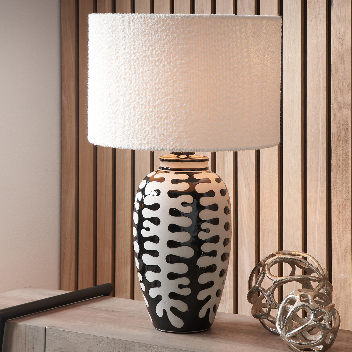 Eve Tall Coral Ceramic Table Lamp Base black/white, ÉDITÉ