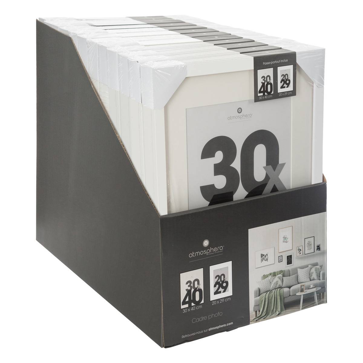 Cadre photo 30x40cm avec passe-partout EVA blanc, ATMOSPHERA