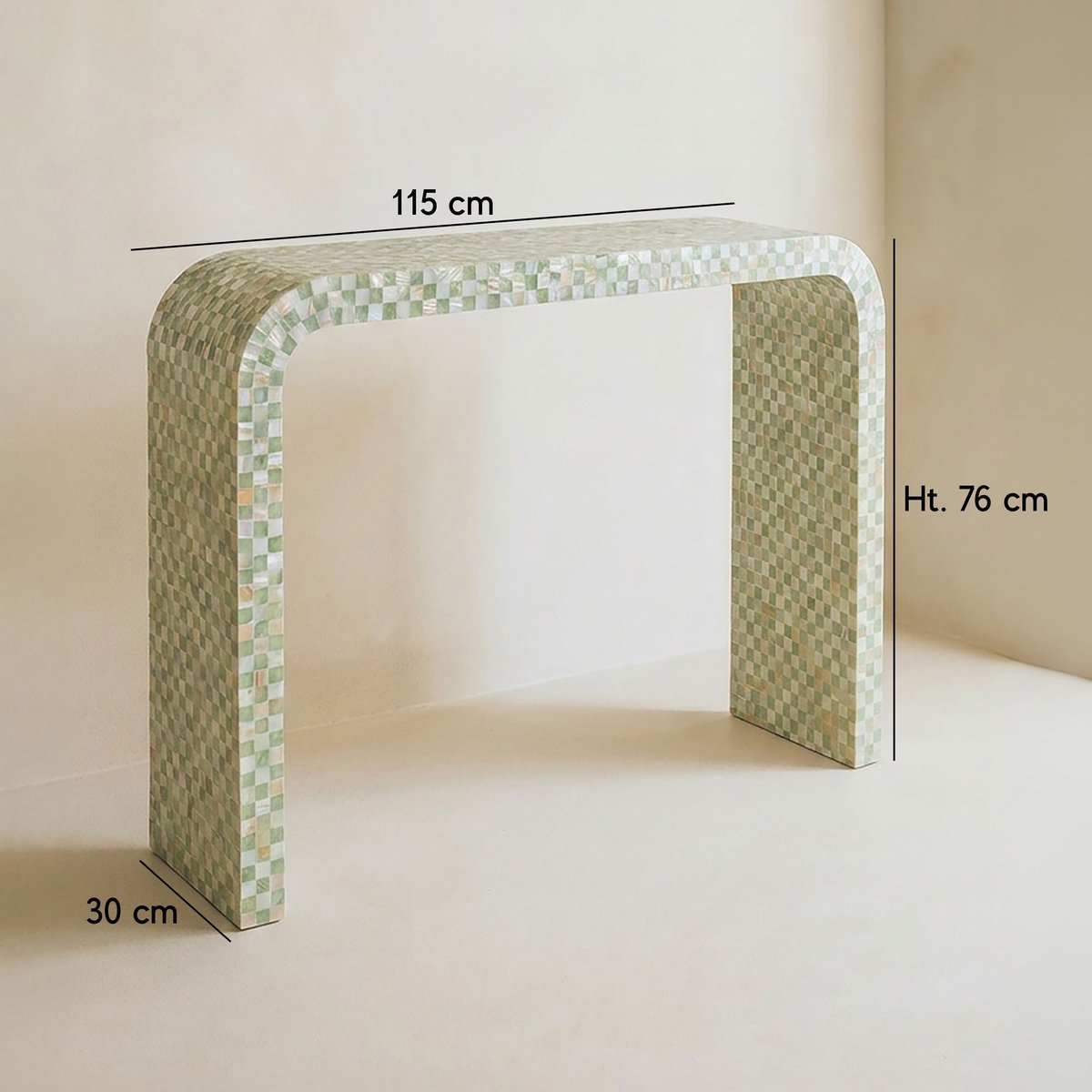 Console en coquille de Capiz, ZINA vert, NOW'S HOME