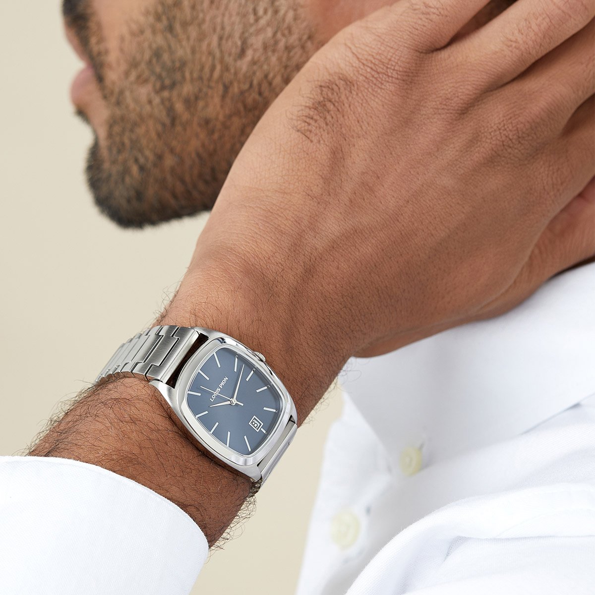 Montre Analogique  ARSÈNE argenté bleu foncé argenté, LOUIS PION