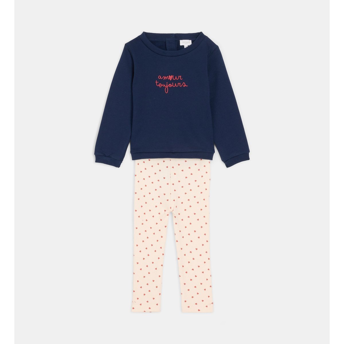 Ensemble tangrid sweat et legging coton écru et bleu, CADET ROUSSELLE