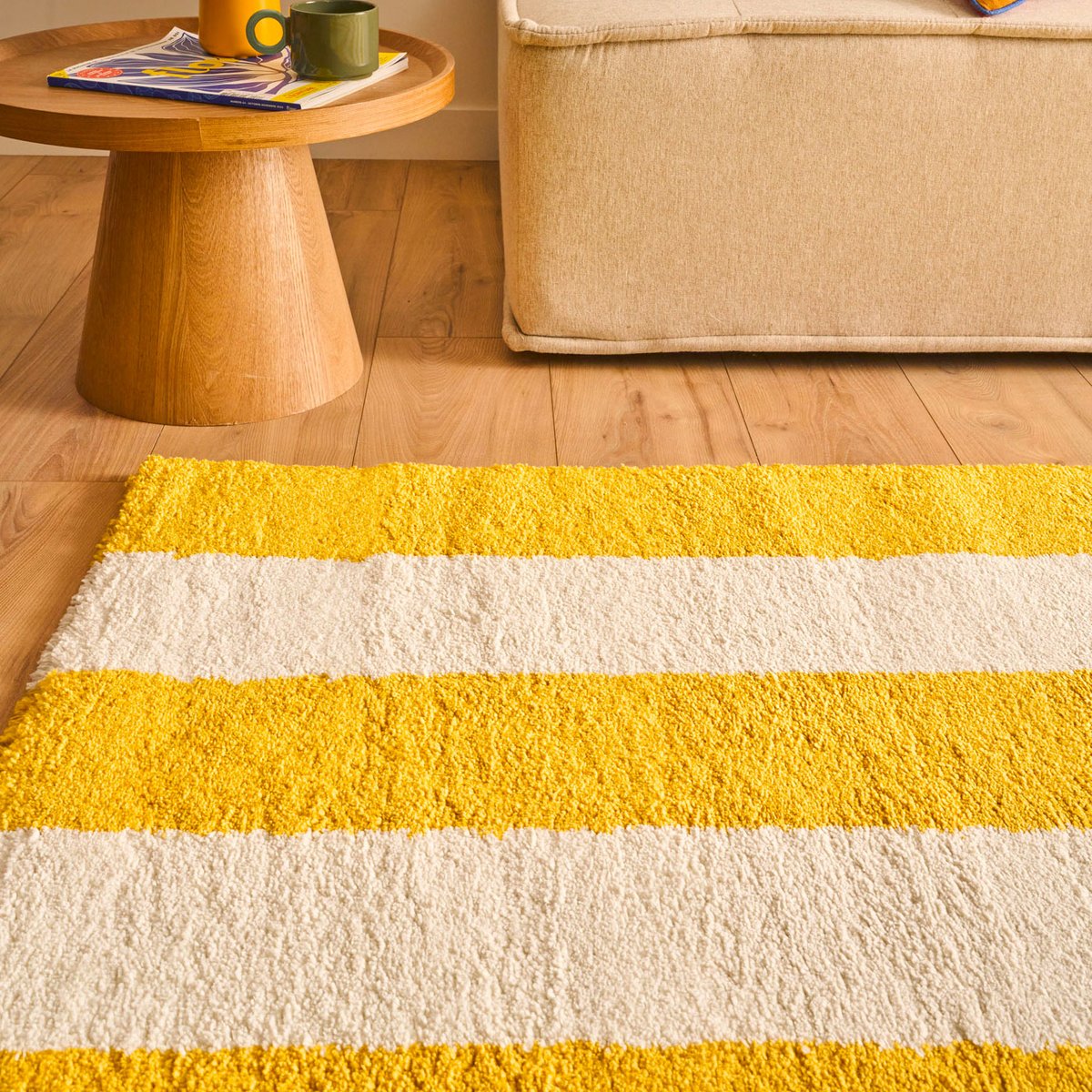 Tapis bicolore à rayures GROOVY jaune, NAZAR RUGS