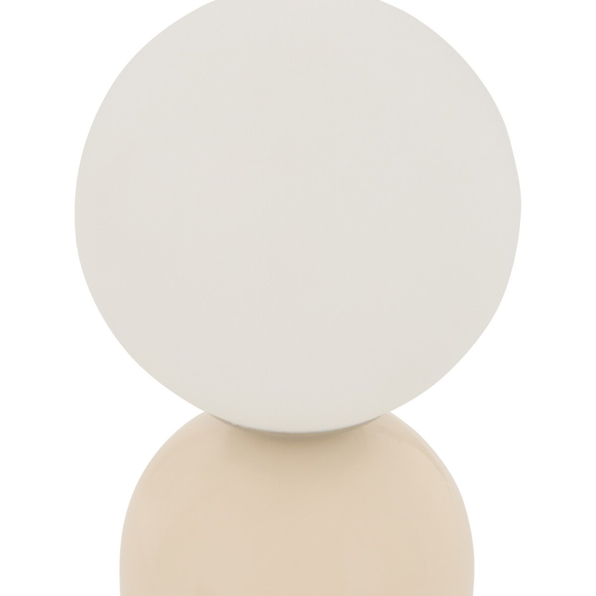 Lampe à poser avec globe opalin et base en acier beige, ATMOSPHERA