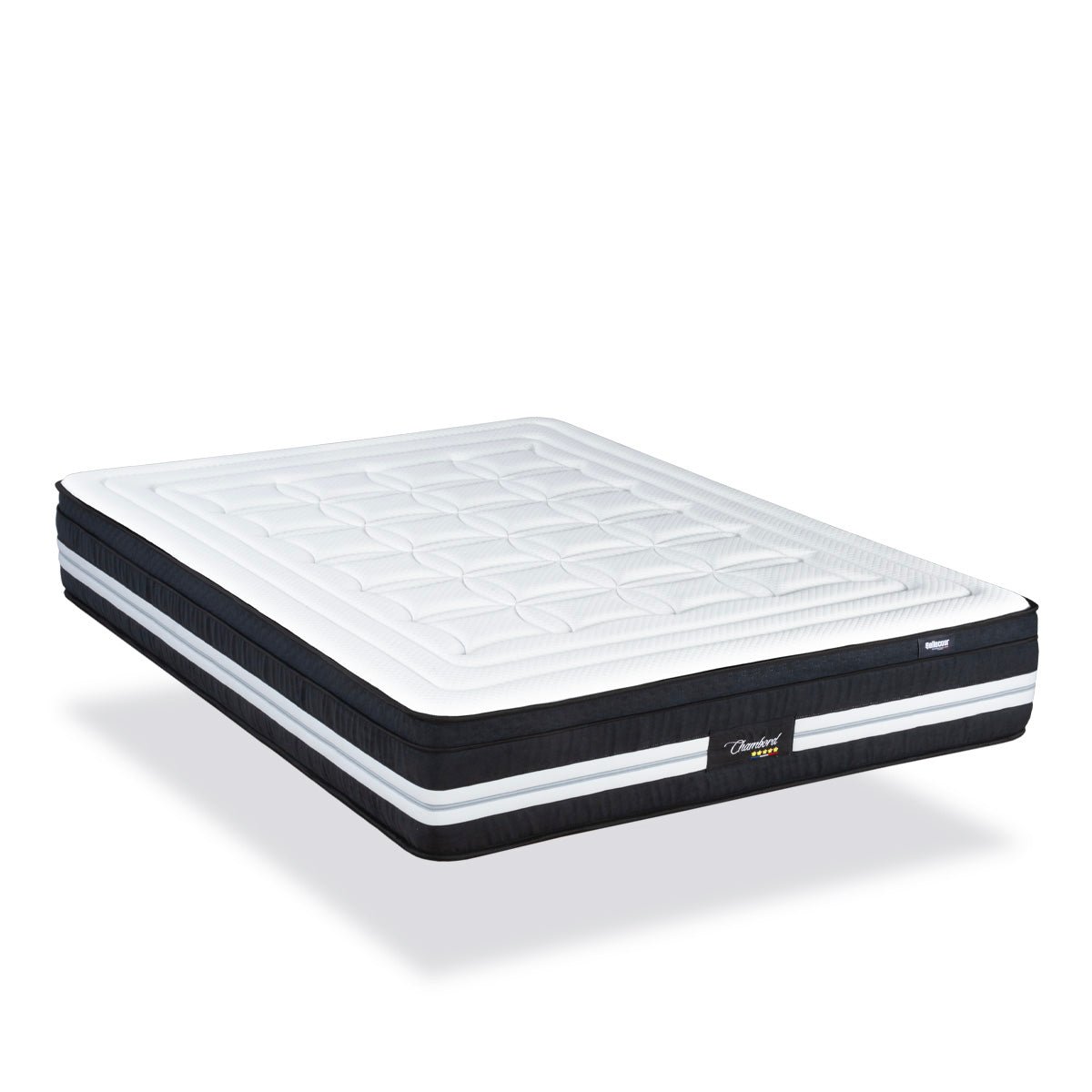 Pack Chambord 90x200 cm Matelas Ressorts + Sommier Bois + Accessoires blanc, BELLECOUR