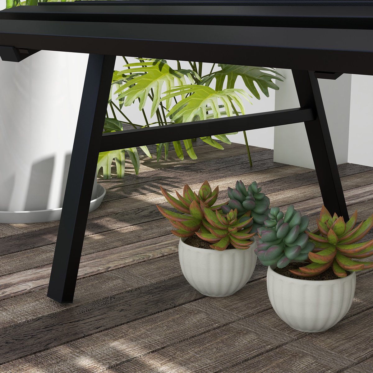 Banc de jardin Aluminium Noir noir, OUTSUNNY