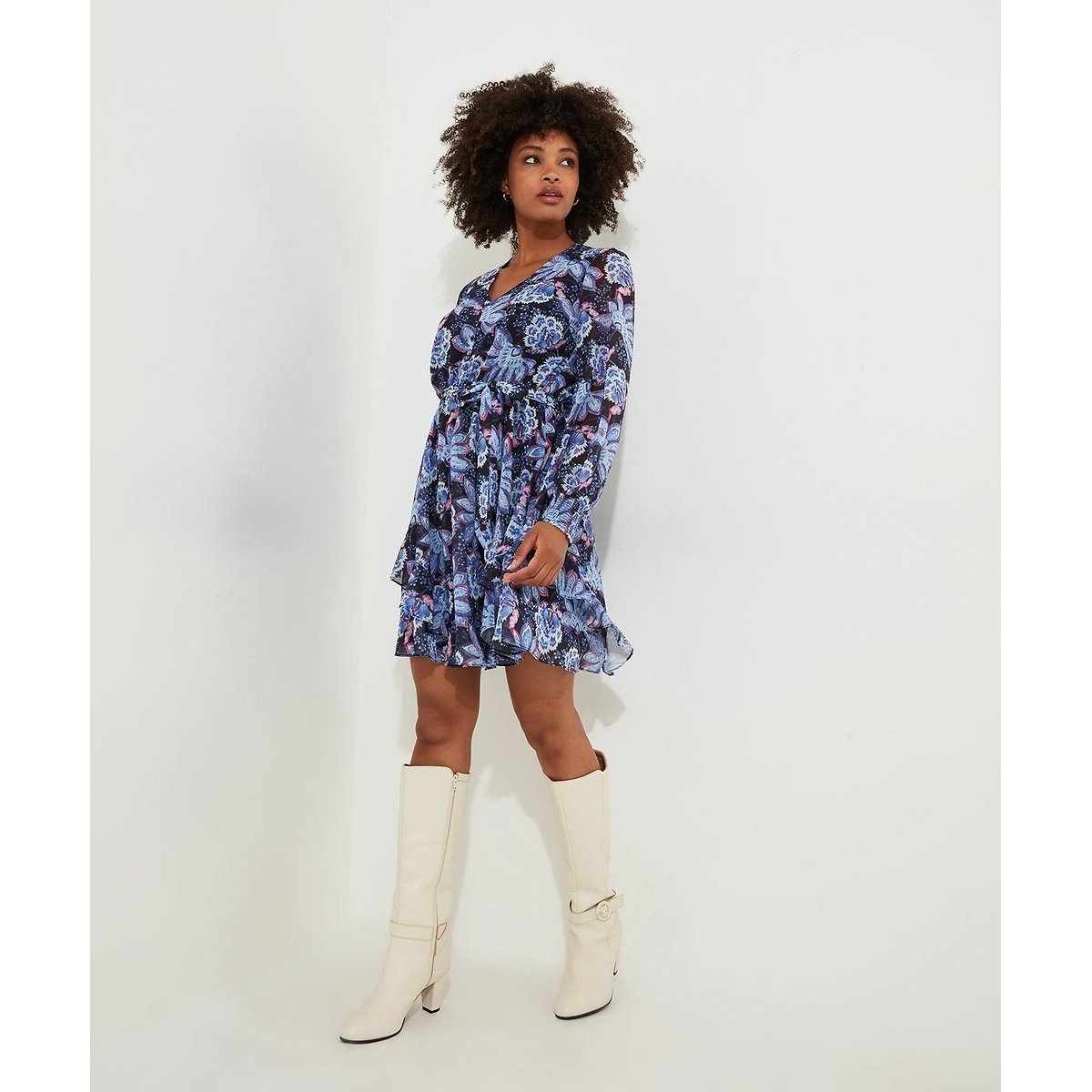 Vestido curto com cinto violeta, JOE BROWNS