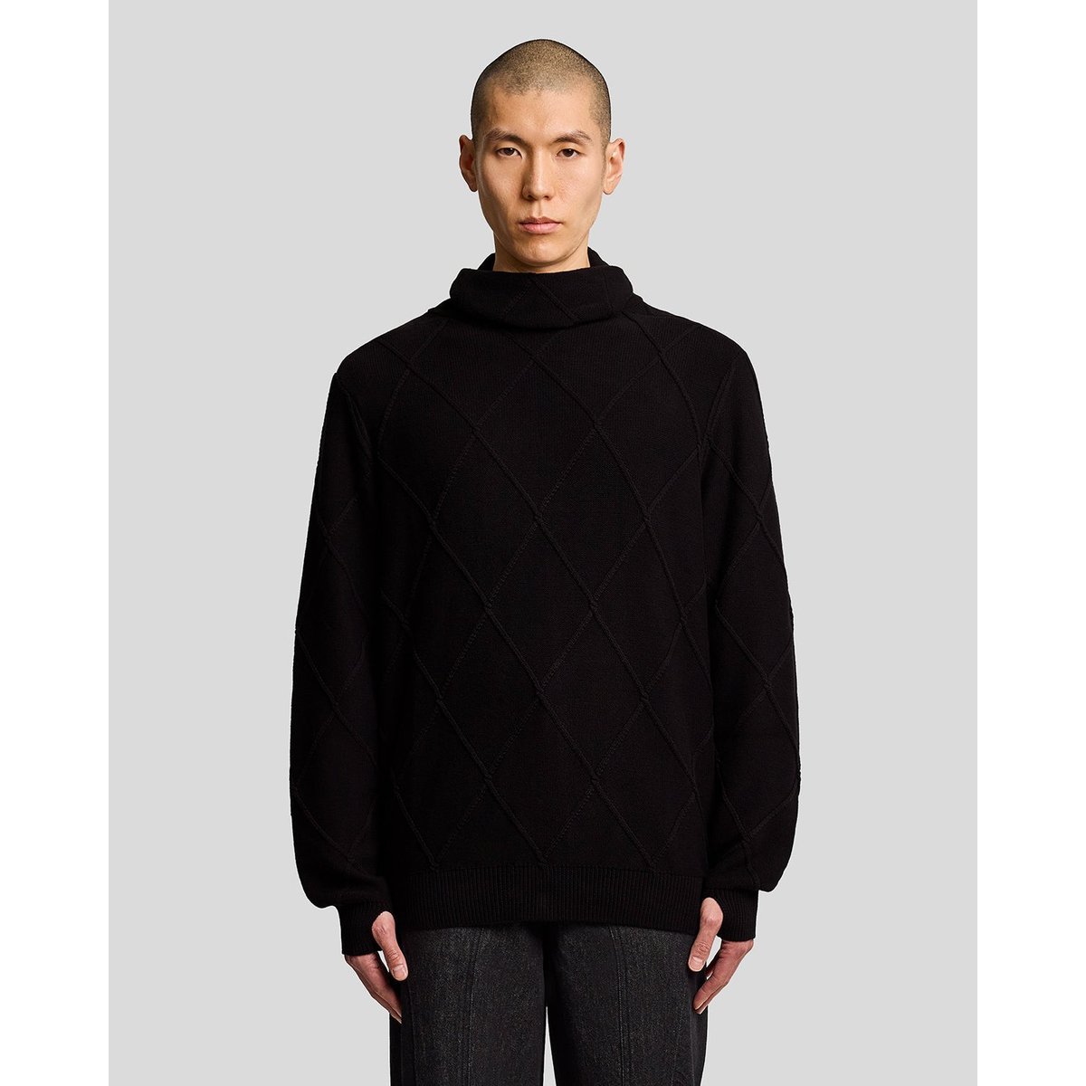Haut cagoule en maille manches longues noir jais, LYLE & SCOTT