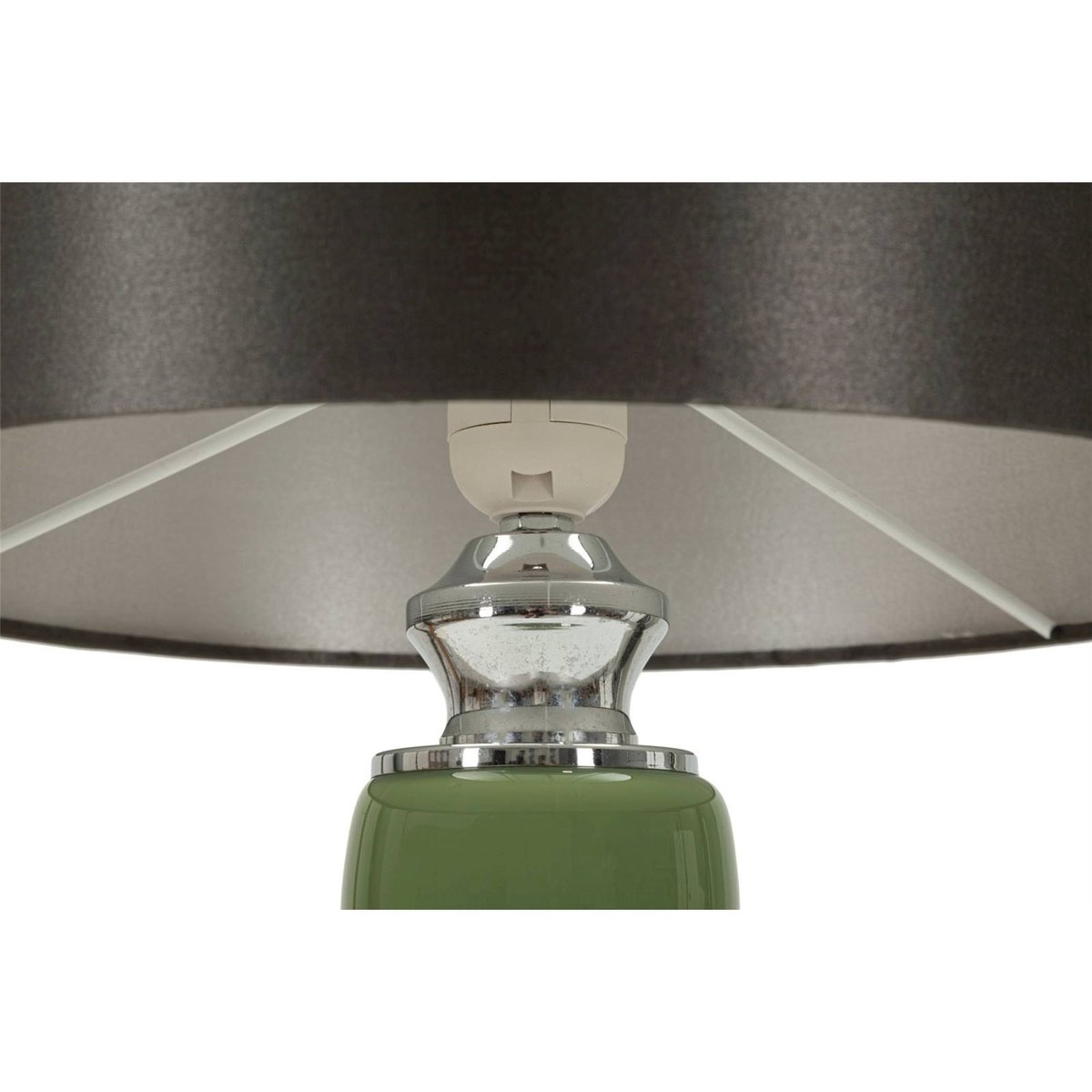 Lampe à poser en verre abat-jour tissu MODERN vert et noir, RECOLLECTION