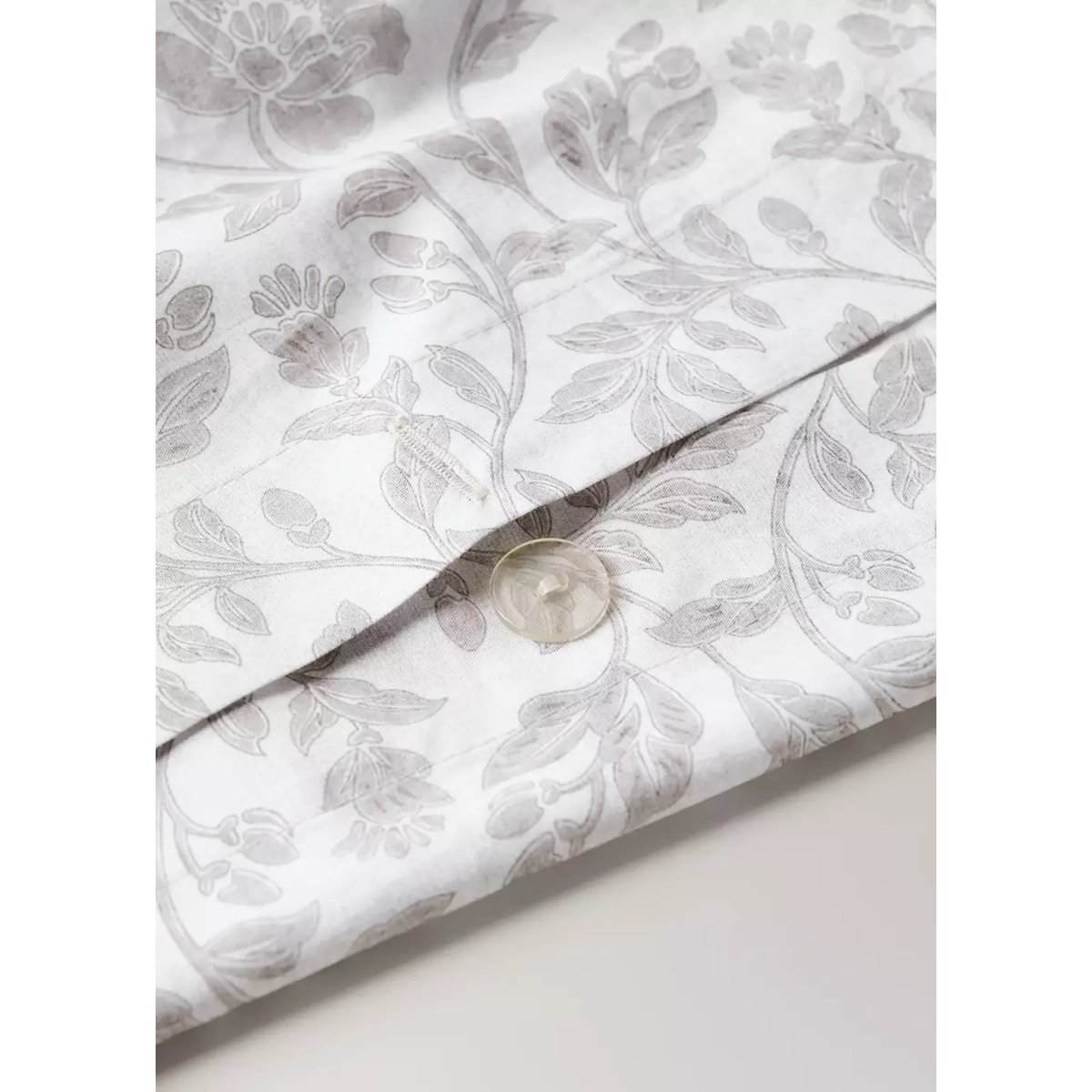 Housse de couette percale de coton imprimé fleuri lit 180/200 cm écru, MANGO HOME