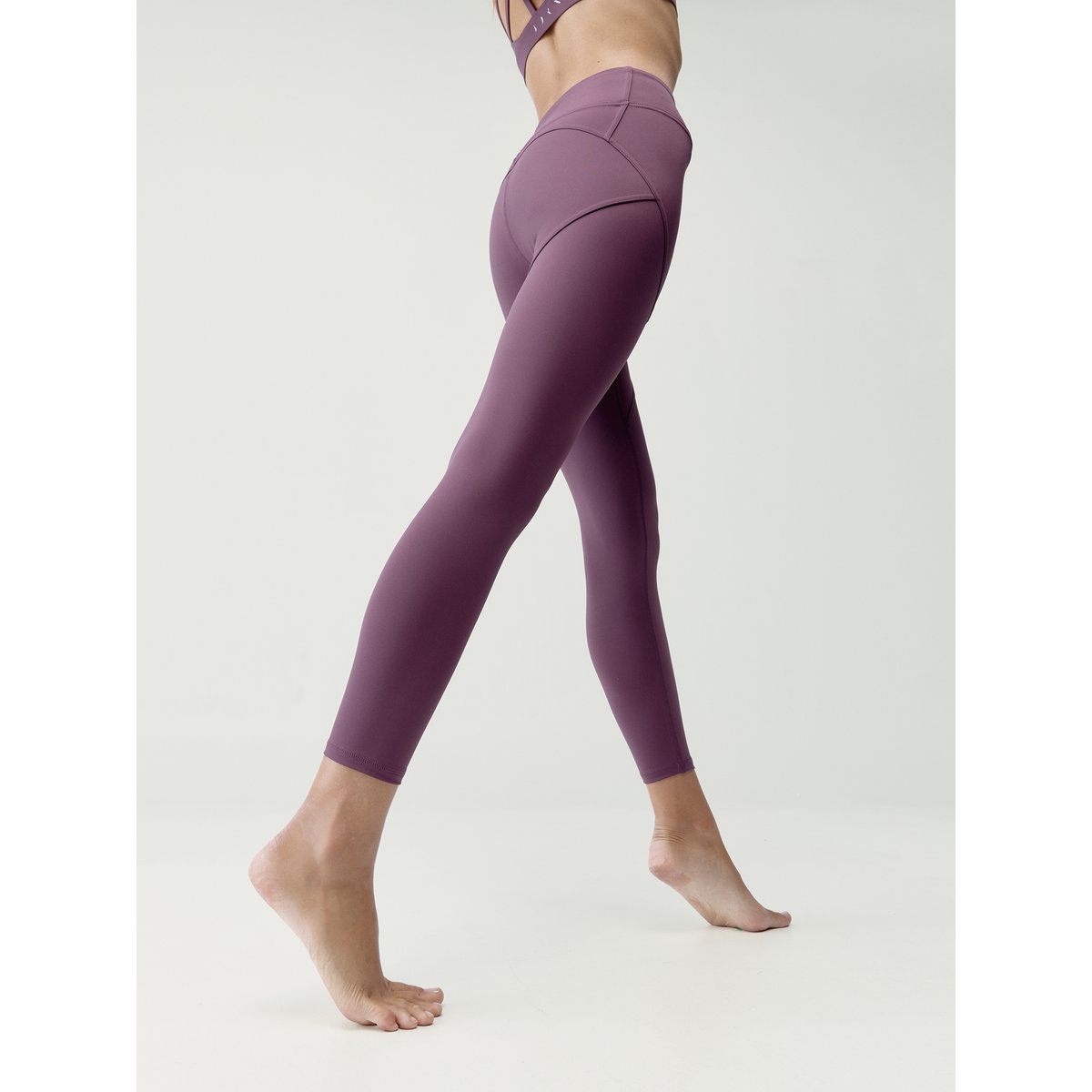 Legging de sport femme Indi Longueur longue taille mi-haute effet push-up bordeaux intense, BORN