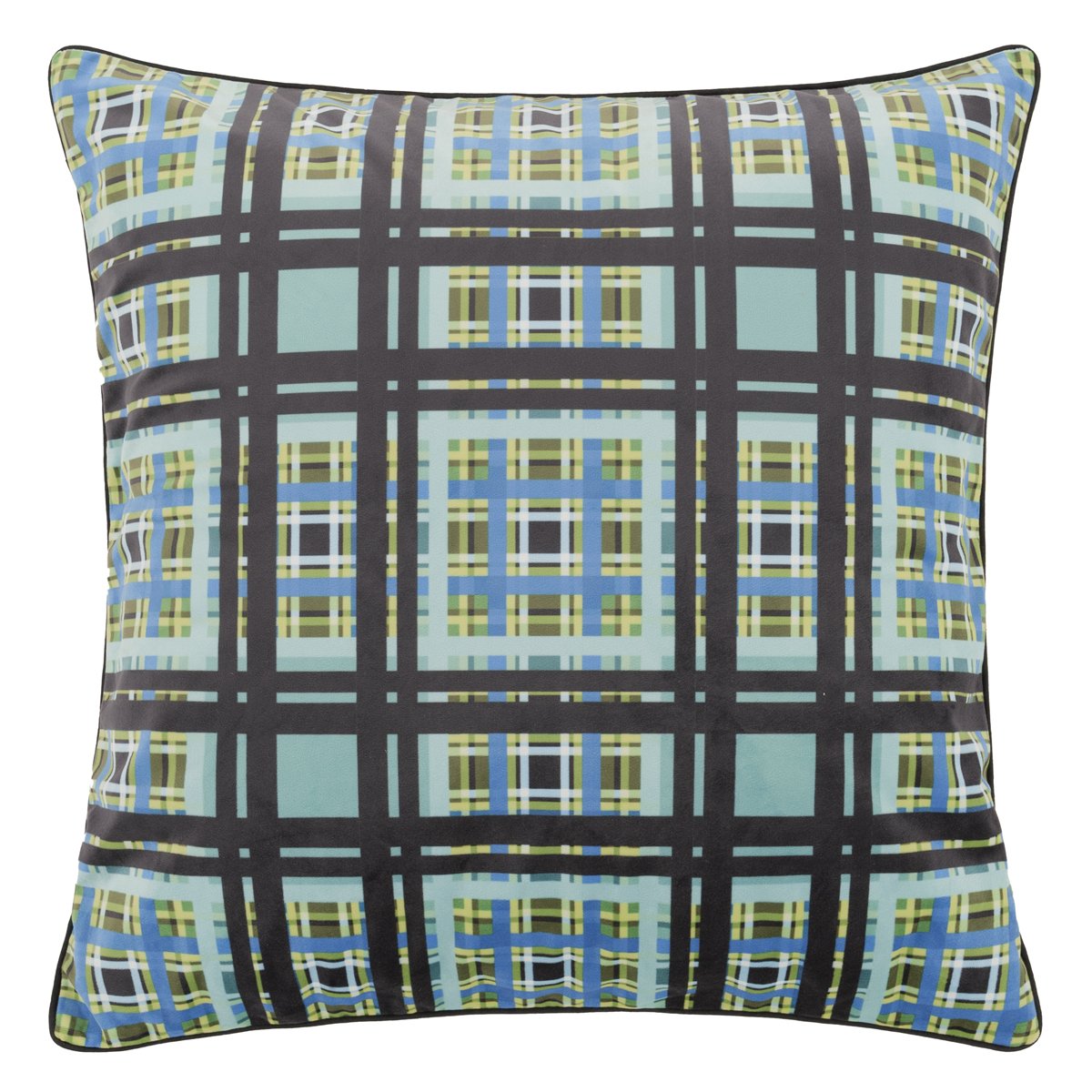Housse de coussin imprimée en velour, CHENNAI AZURE bleu, DESIGNERS GUILD