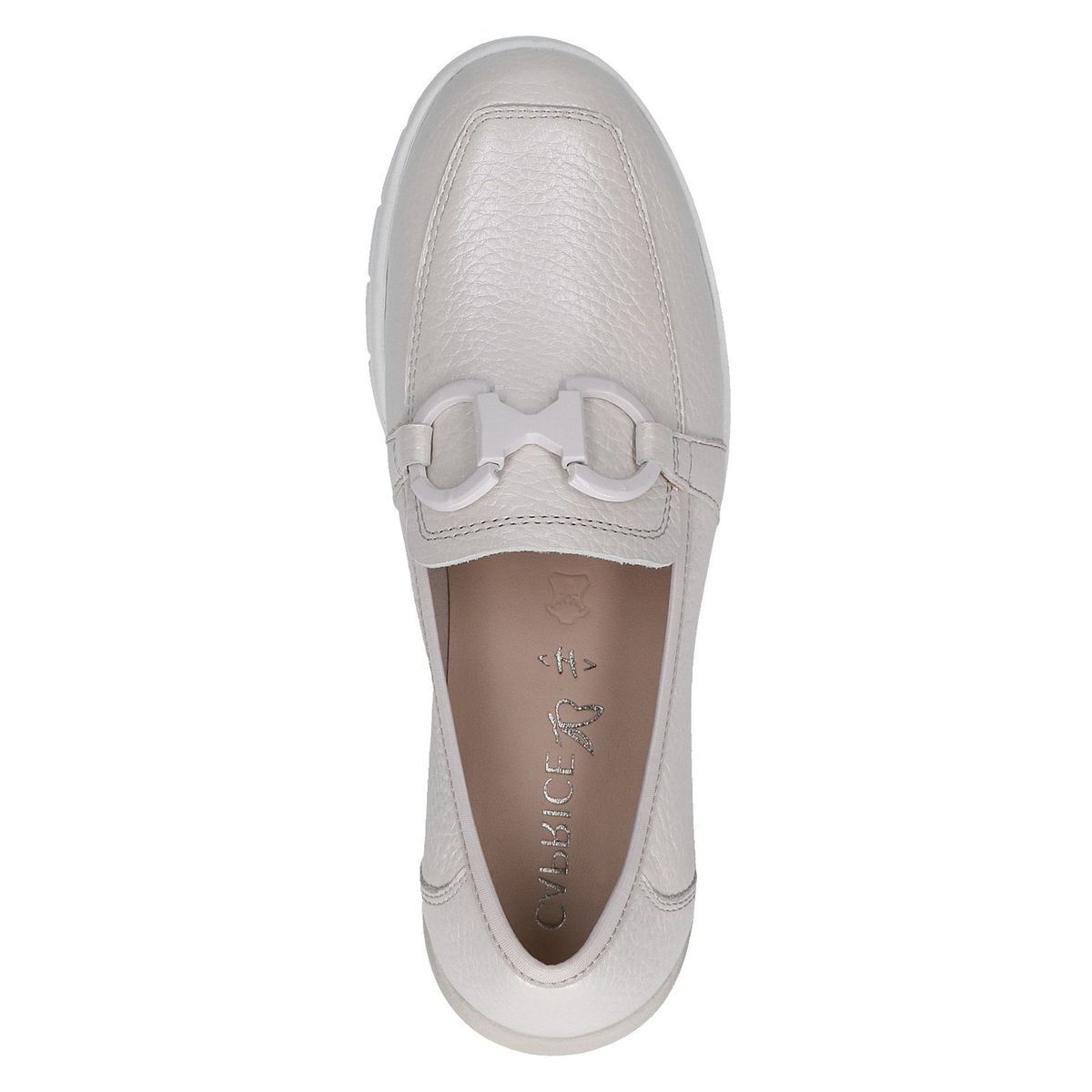 Slipper en cuir blanc champagne satin, CAPRICE