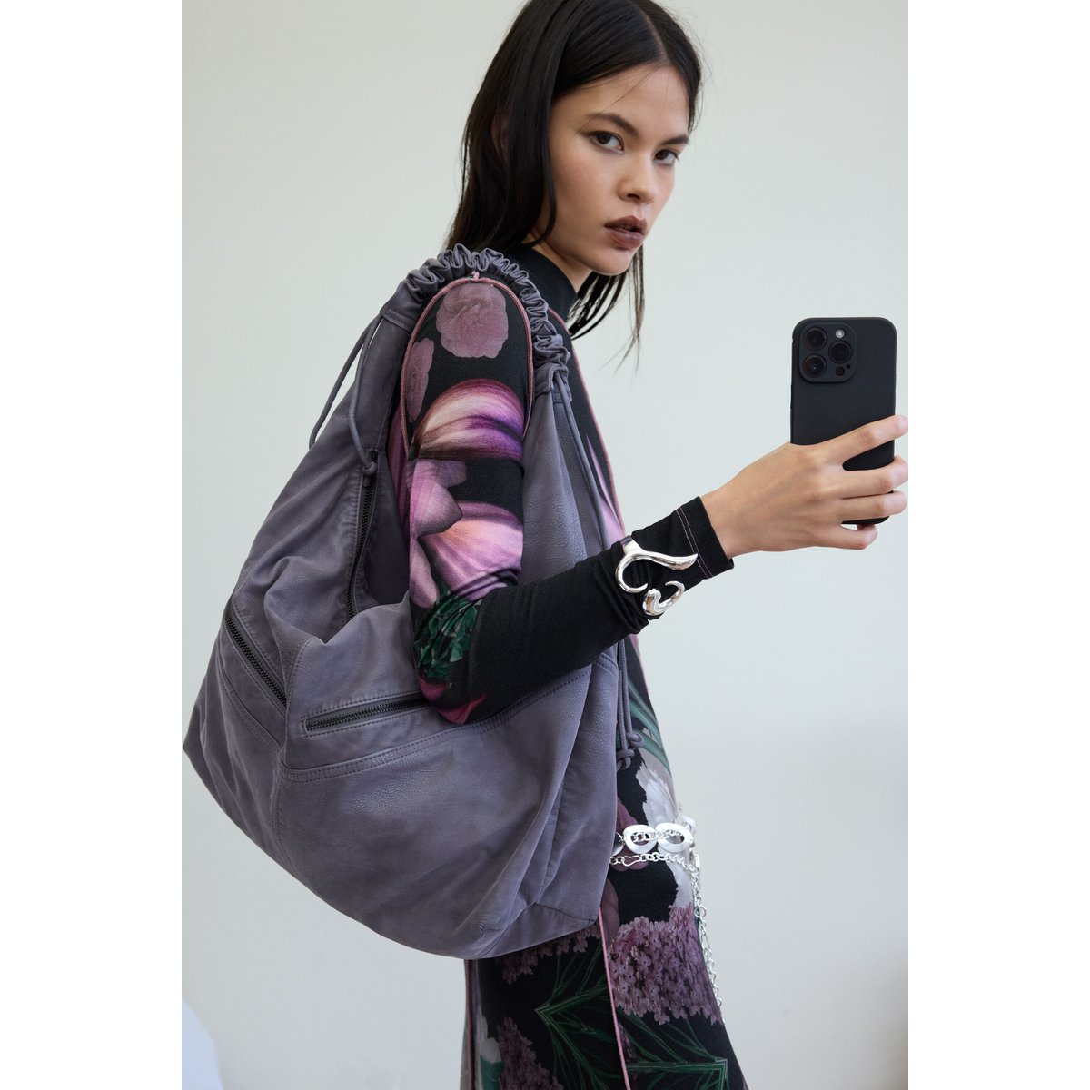 Sac moyen effet cuir noir, DESIGUAL