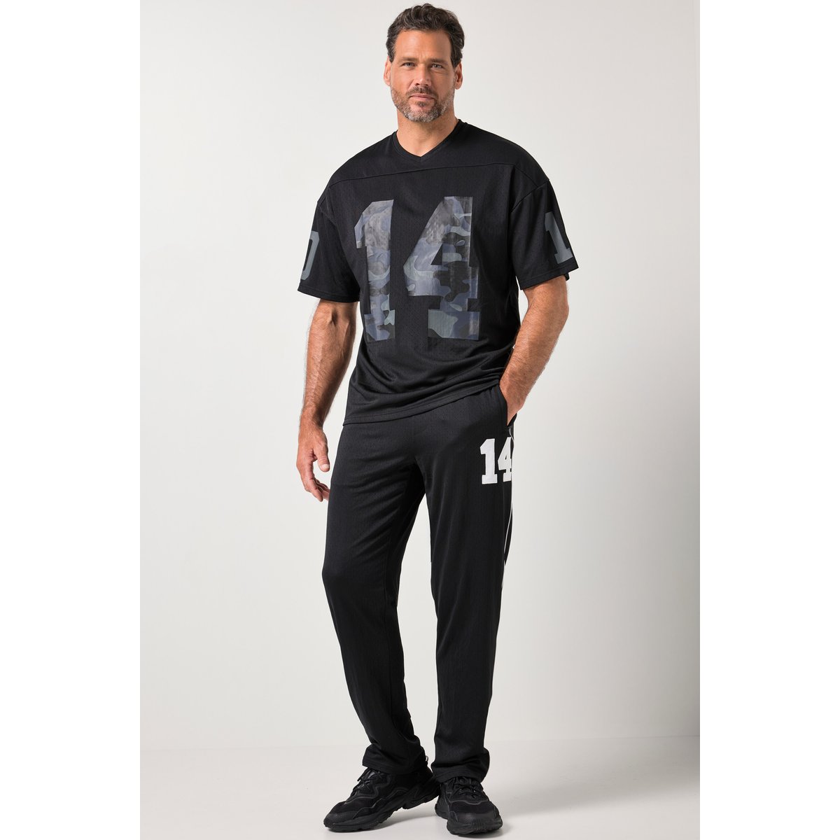Pantalon de jogging en mesh, coupe Basic Fit noir, JP1880