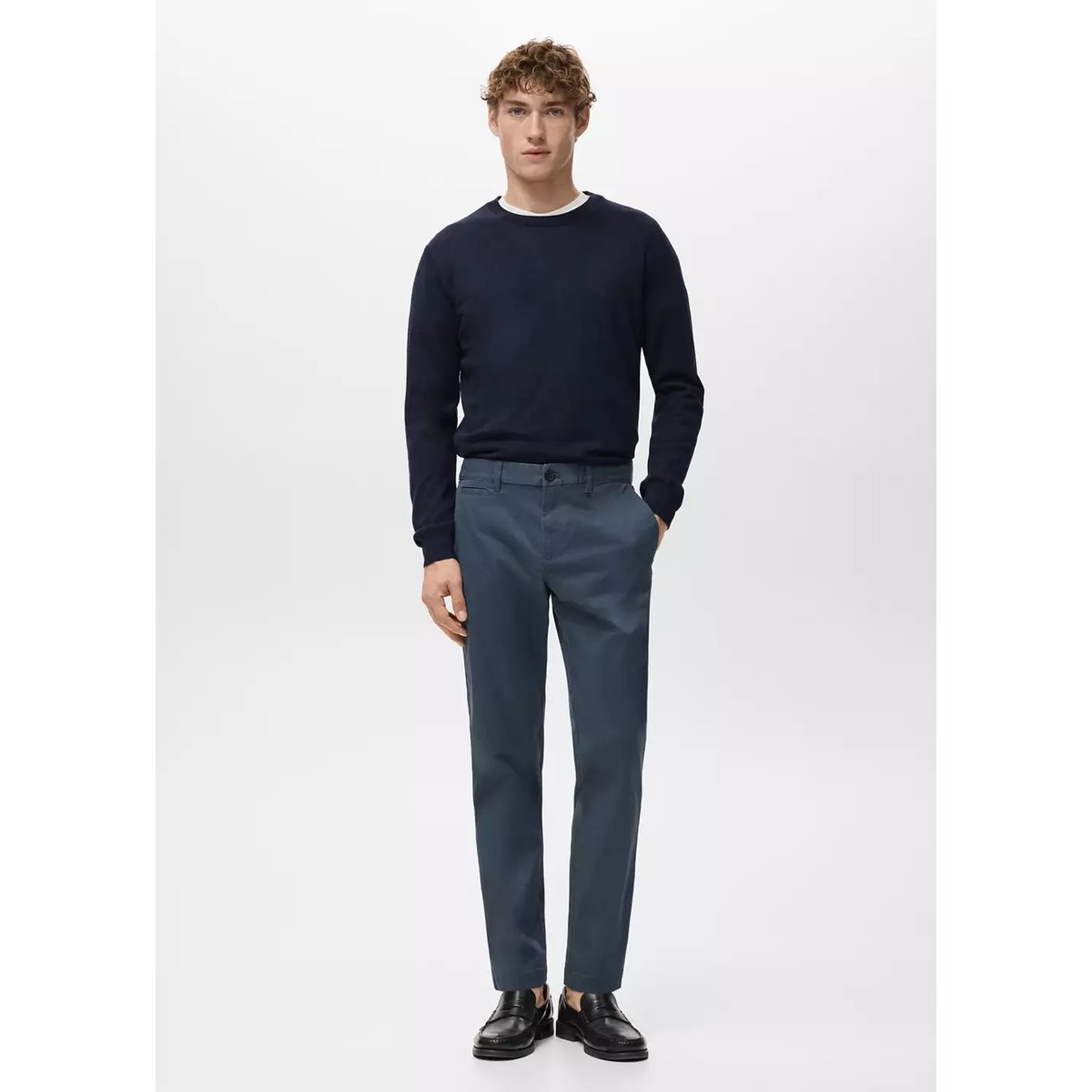 Pantalon Prato chino slim fit cropped bleu indigo, MANGO MAN