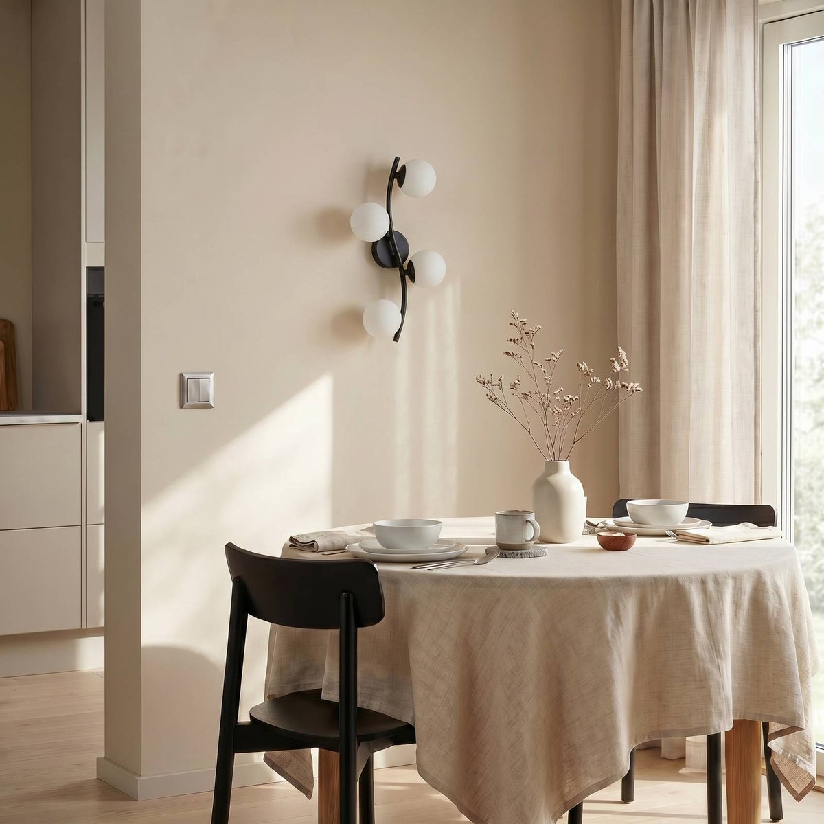 Applique en verre moderne, Josiana blanc, noir, LINDBY
