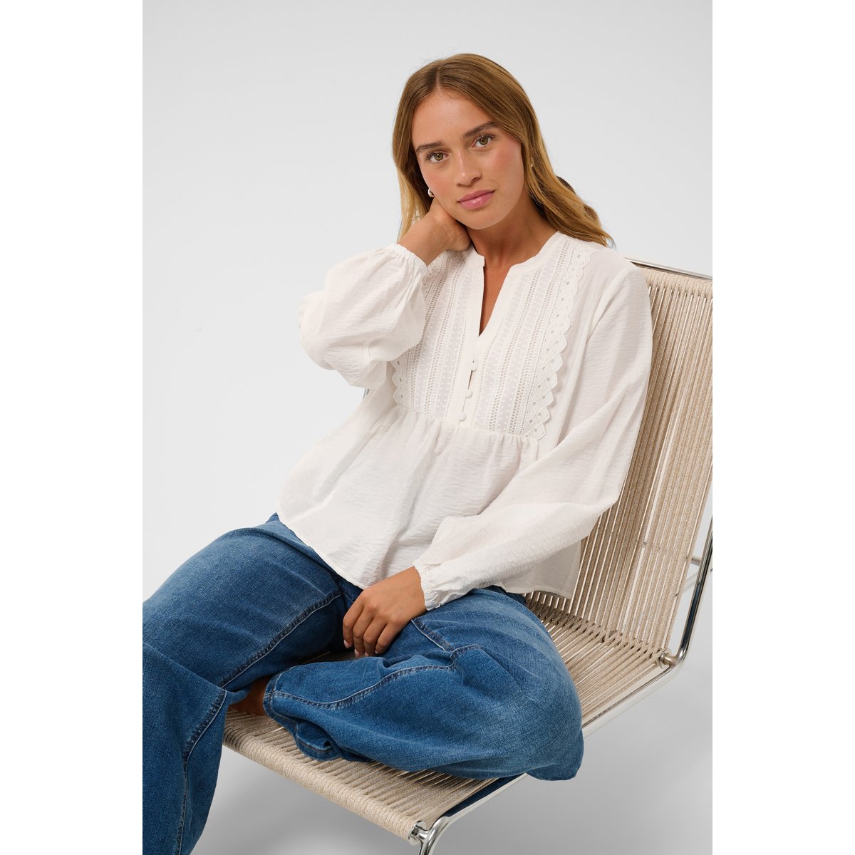 Blouse à manches longues blanc chalk, KAFFE