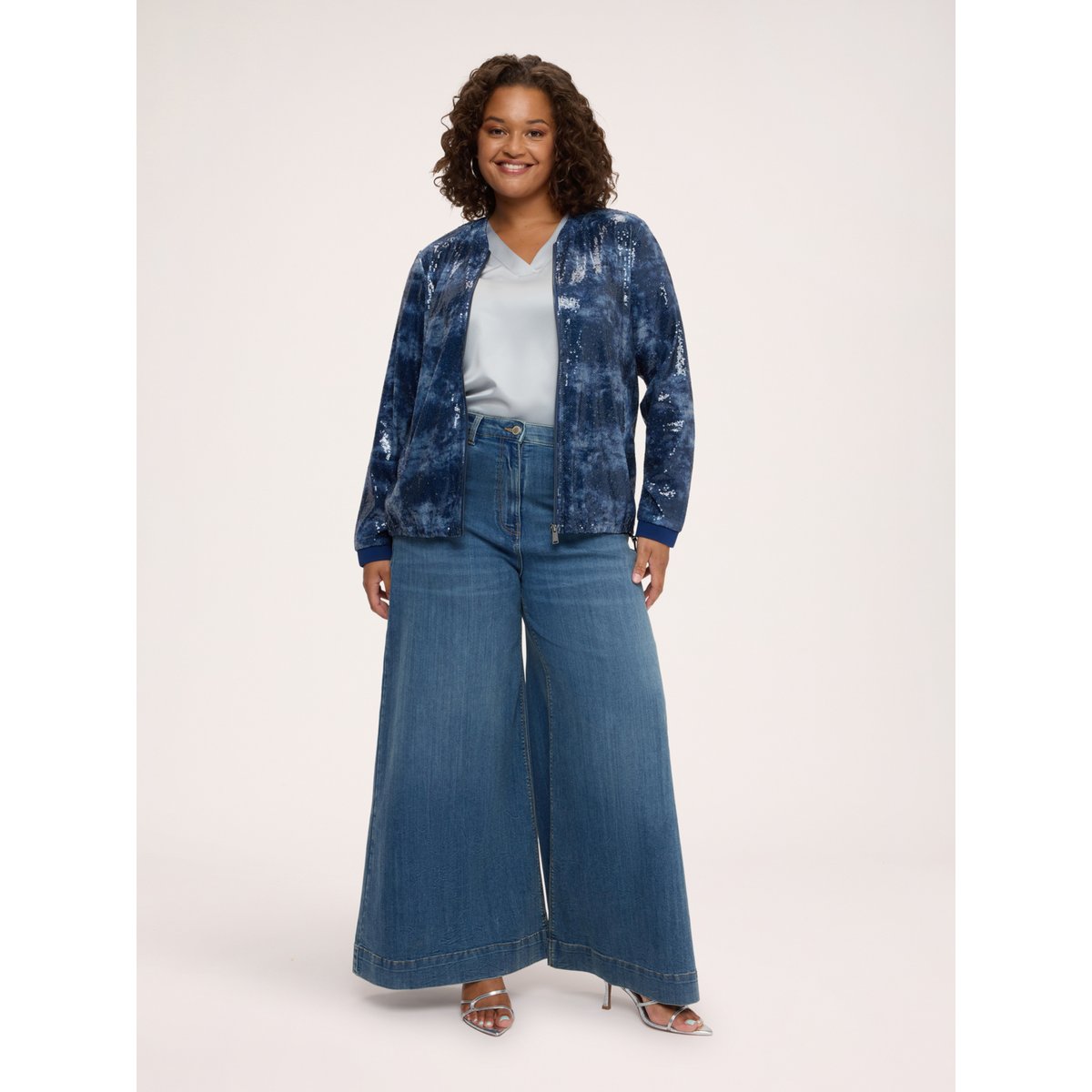 Jean Wide Leg délavage used bleu, FIORELLA RUBINO
