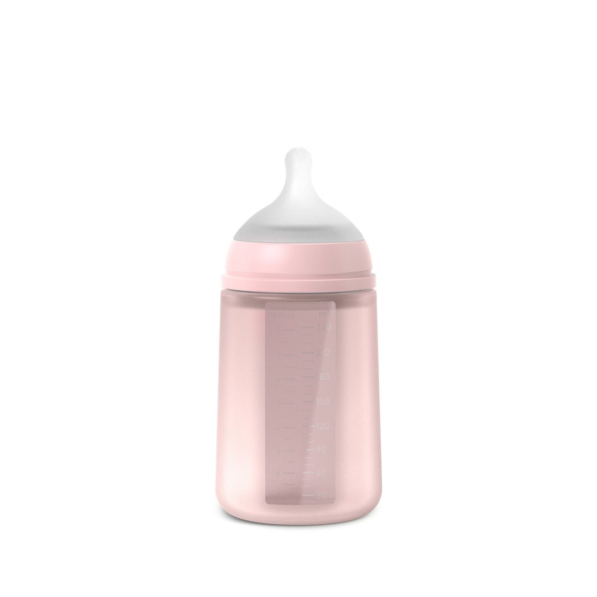 Biberon en silicone avec tétine SX Pro 240 ml débit M rose, SUAVINEX