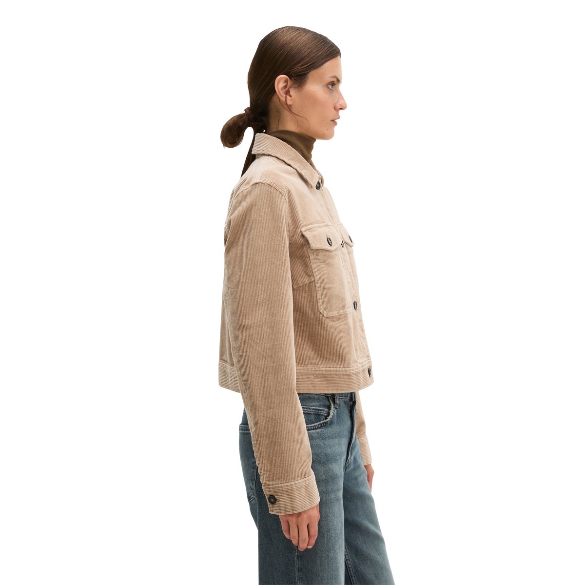 Surchemise courte en velours côtelé avec une texture rainurée décontractée beige, MARC O'POLO