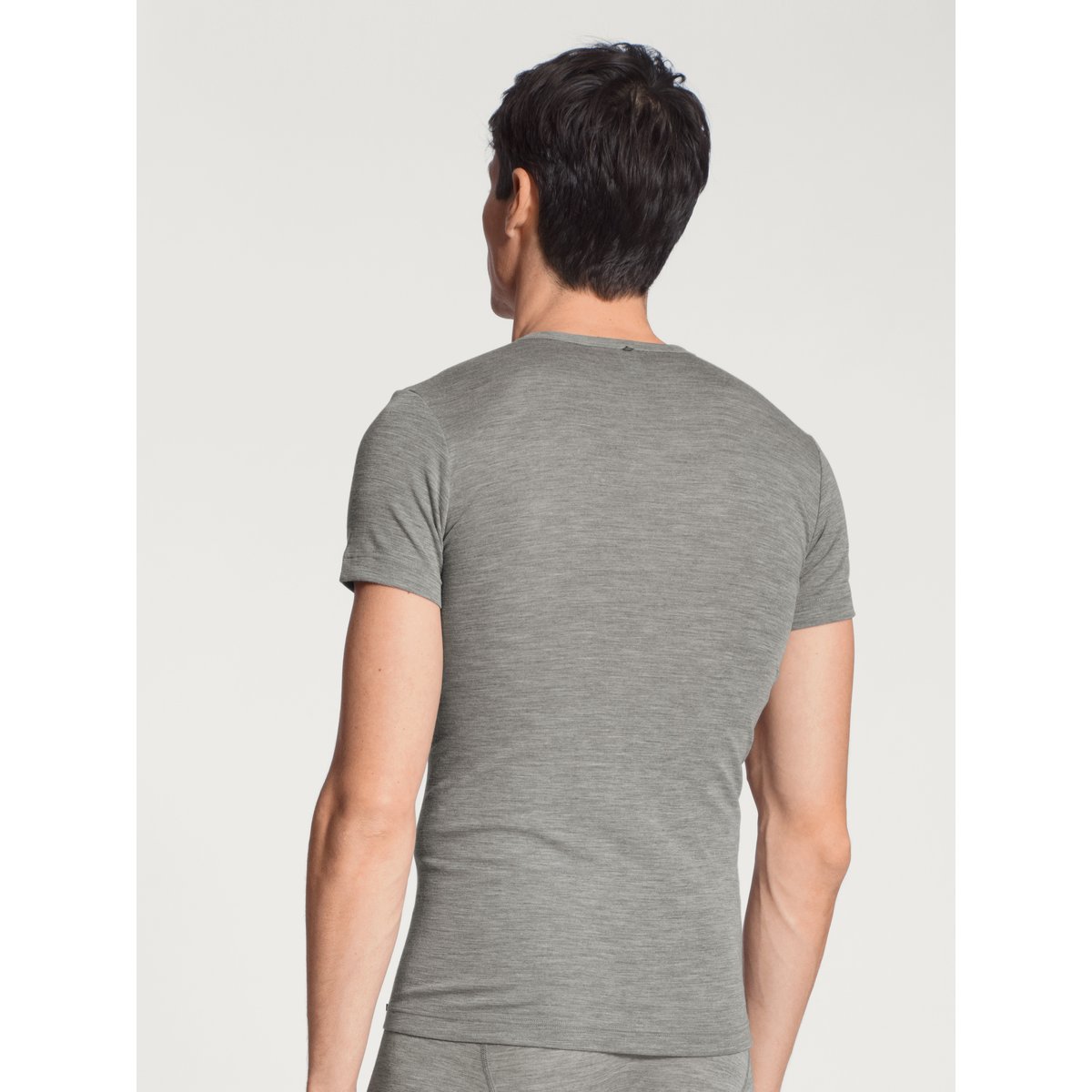T-shirt manches courtes Laine WOOL & SILK platin melé, CALIDA