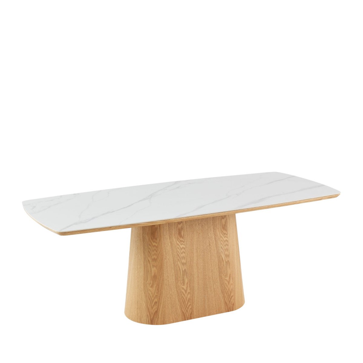 Table à manger 8 personnes effet marbre et bois- RENO bois clair, DRAWER