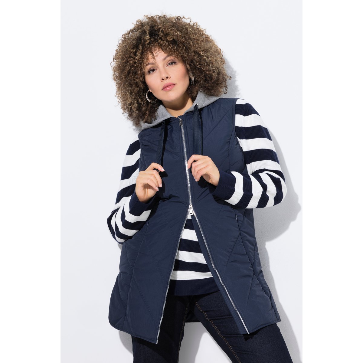Doudoune sans manches HYPRAR, capuche marine, ULLA POPKEN