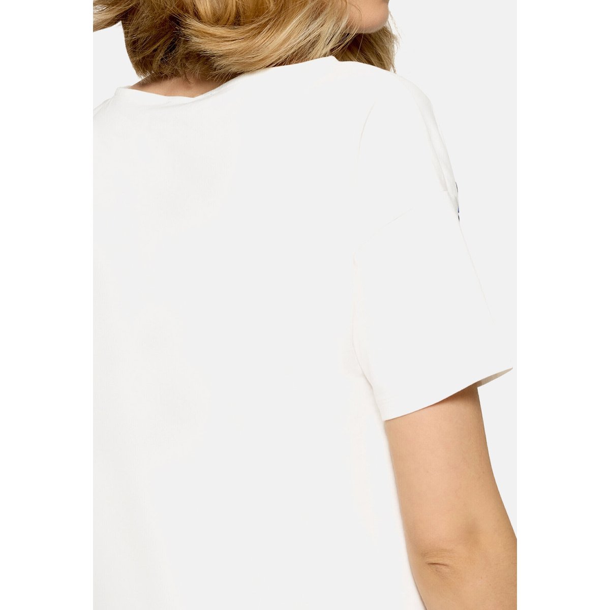 T-shirt façon blouse à nœud patch cream/blue, BETTY BARCLAY