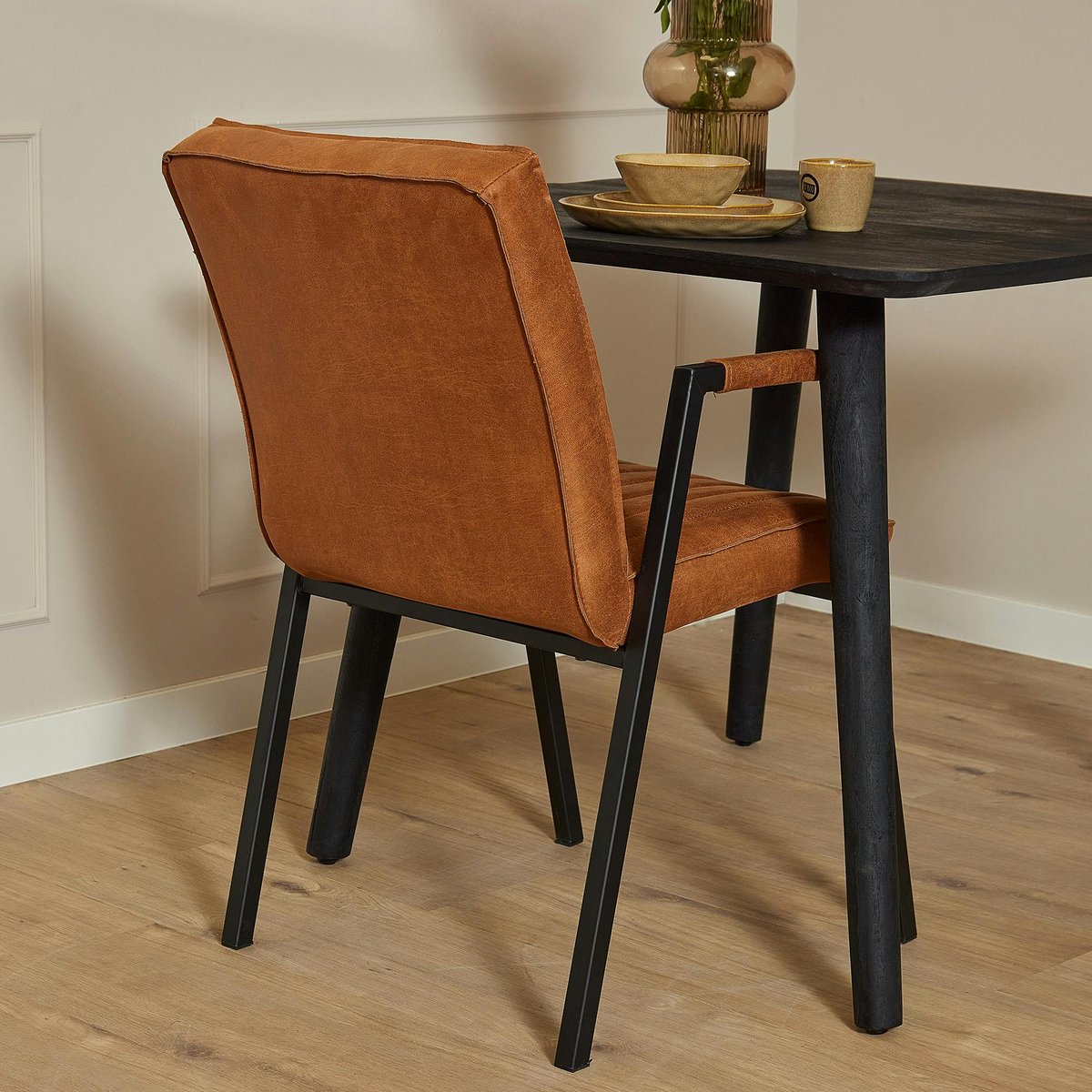 Fauteuil de table rembourré (lot de 2) CORTINA camel, PIER IMPORT
