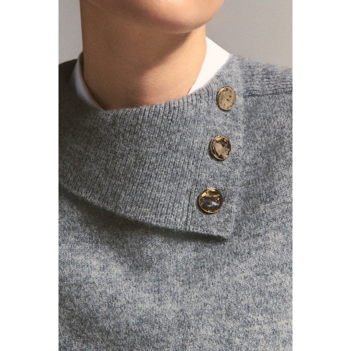 Poncho court asymétrique alpaga HOANY gris, CAROLL