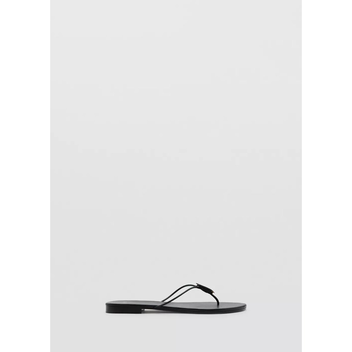 Sandales en cuir détail coquillage noir, MANGO