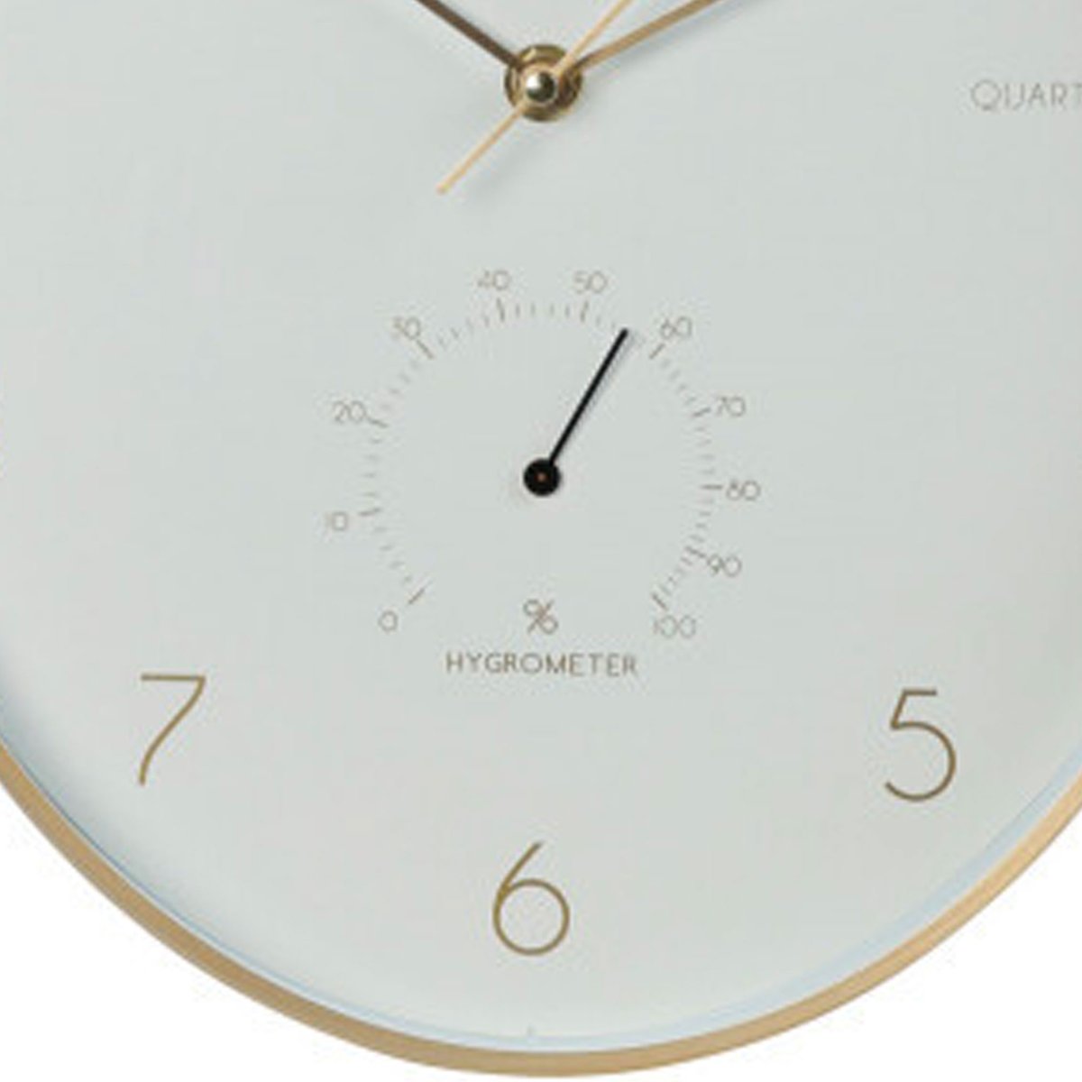 Horloge murale ovale aluminium doré thermomètre + hygromètre 34,5x27x4cm doré, VERSA