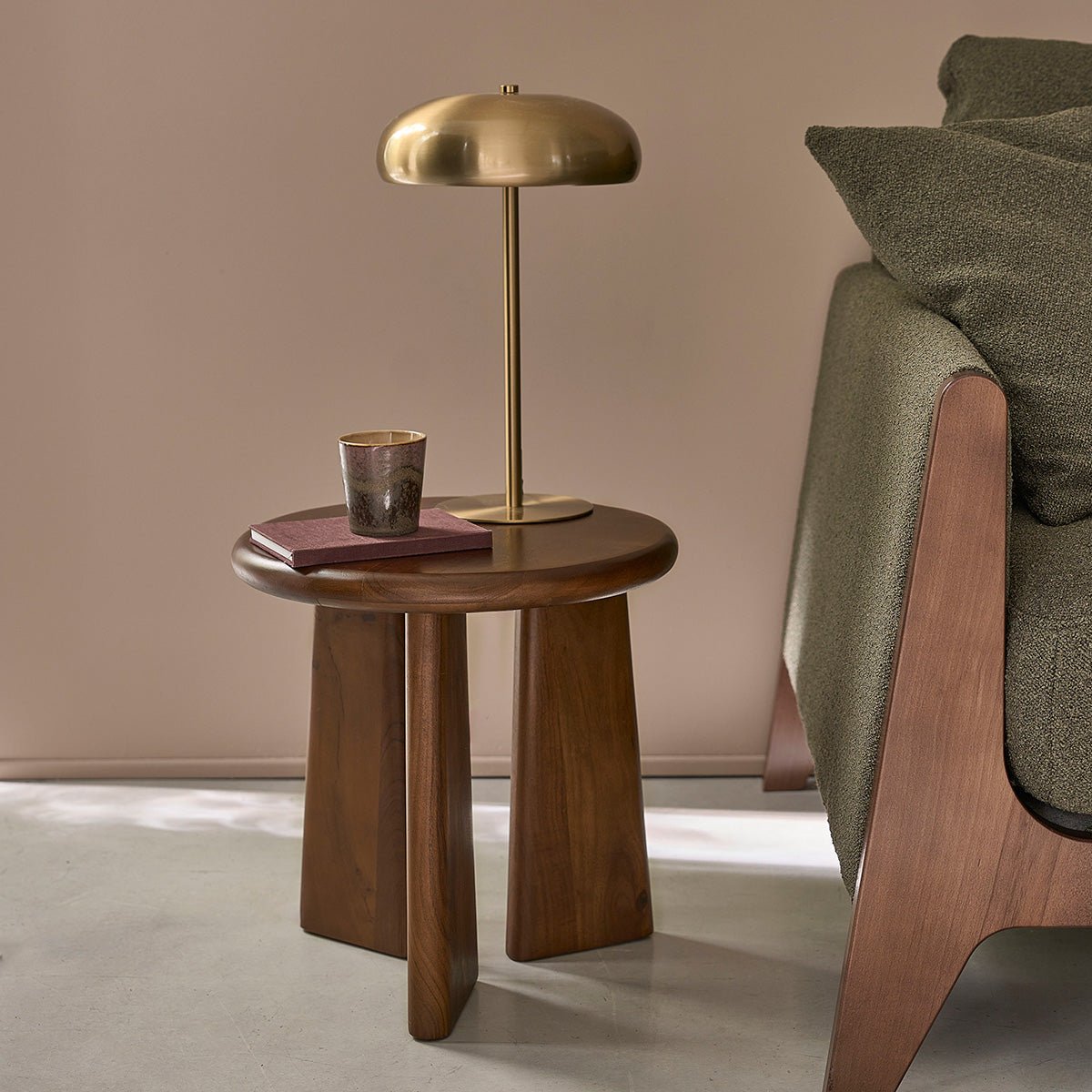 Table d'appoint en bois d'acacia ronde  ANNA marron, BERAH GETAH
