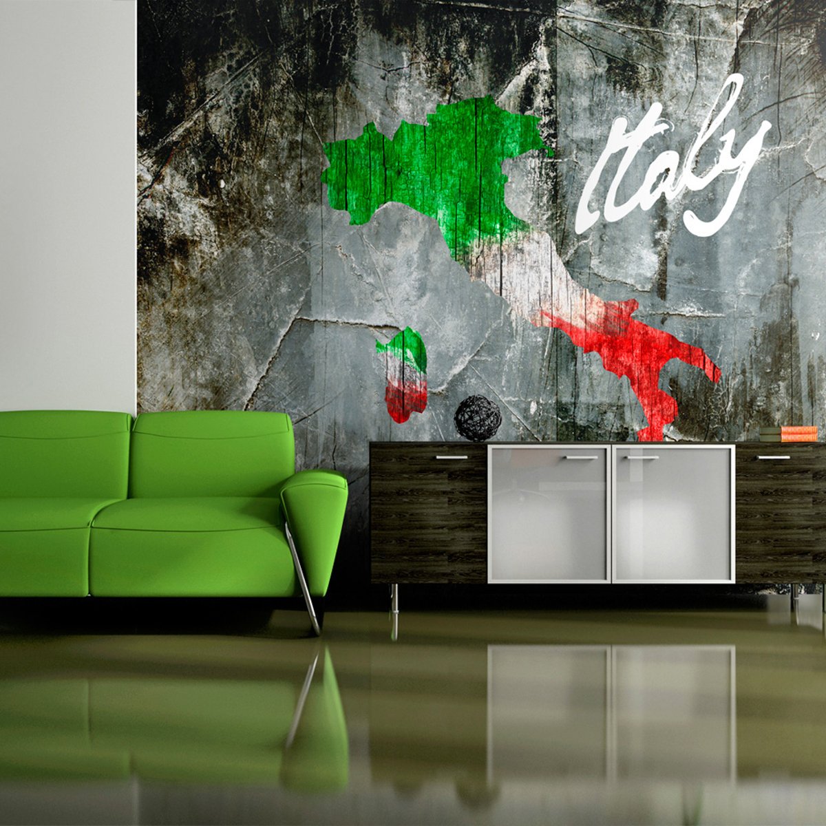 Papier peint intissé panoramique Carte du monde Italian artistry rouge, EDEN
