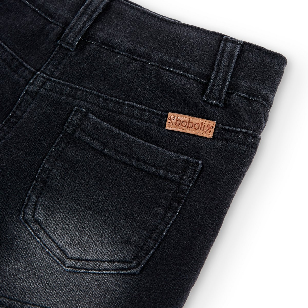 Short en denim avec bouton et fermeture é noir, BOBOLI