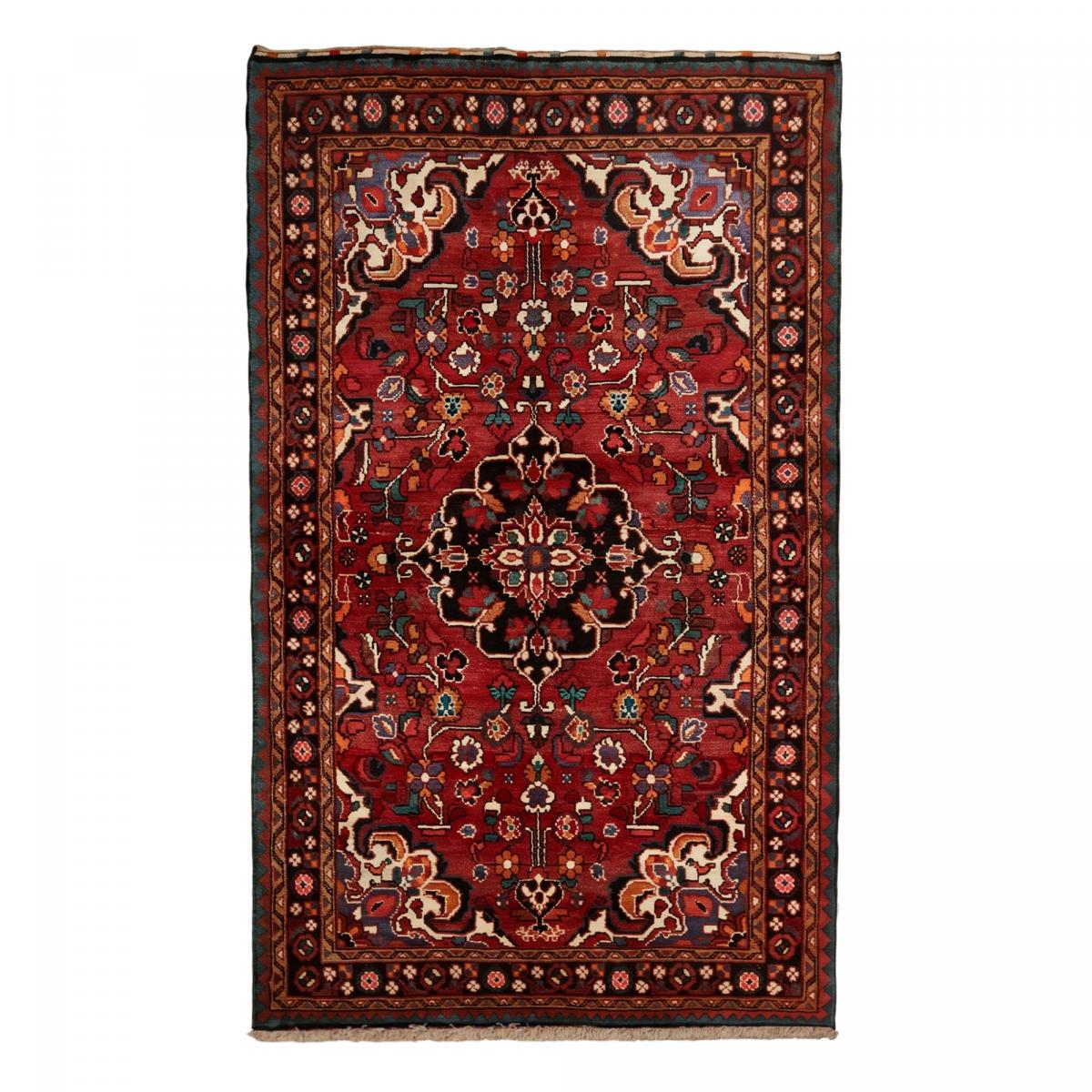 Tapis d'orient, motif oriental noué main en laine, HAMADAN 9 rouge, bleu, noir, UN AMOUR DE TAPIS