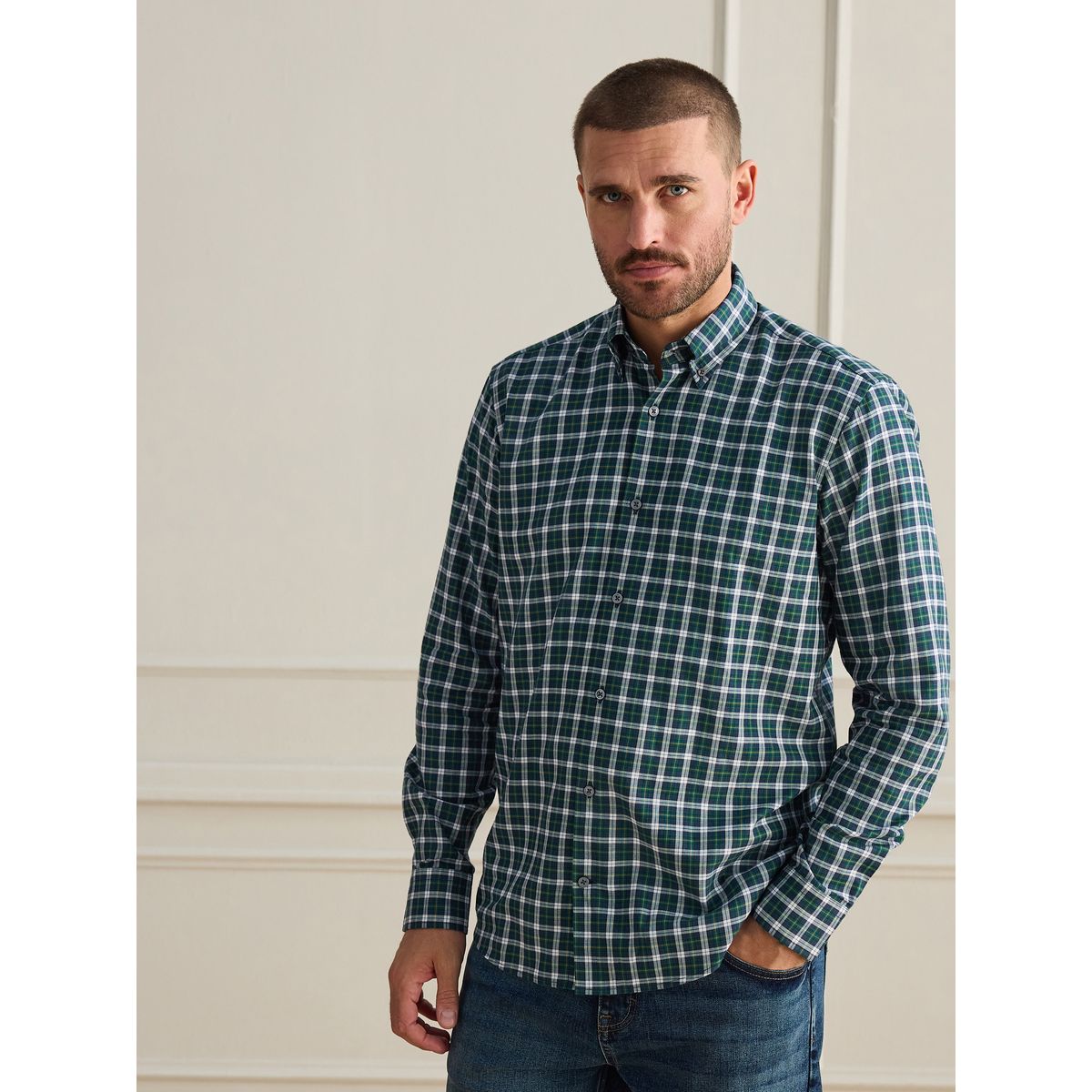 Chemise à carreaux signature vert, NEXT