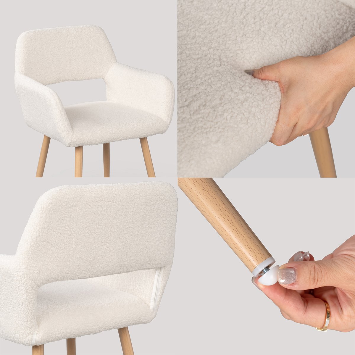 Ensemble de table à manger ronde avec 4 chaises, CLIFTOAKXSET blanc, MEUBLES COSY