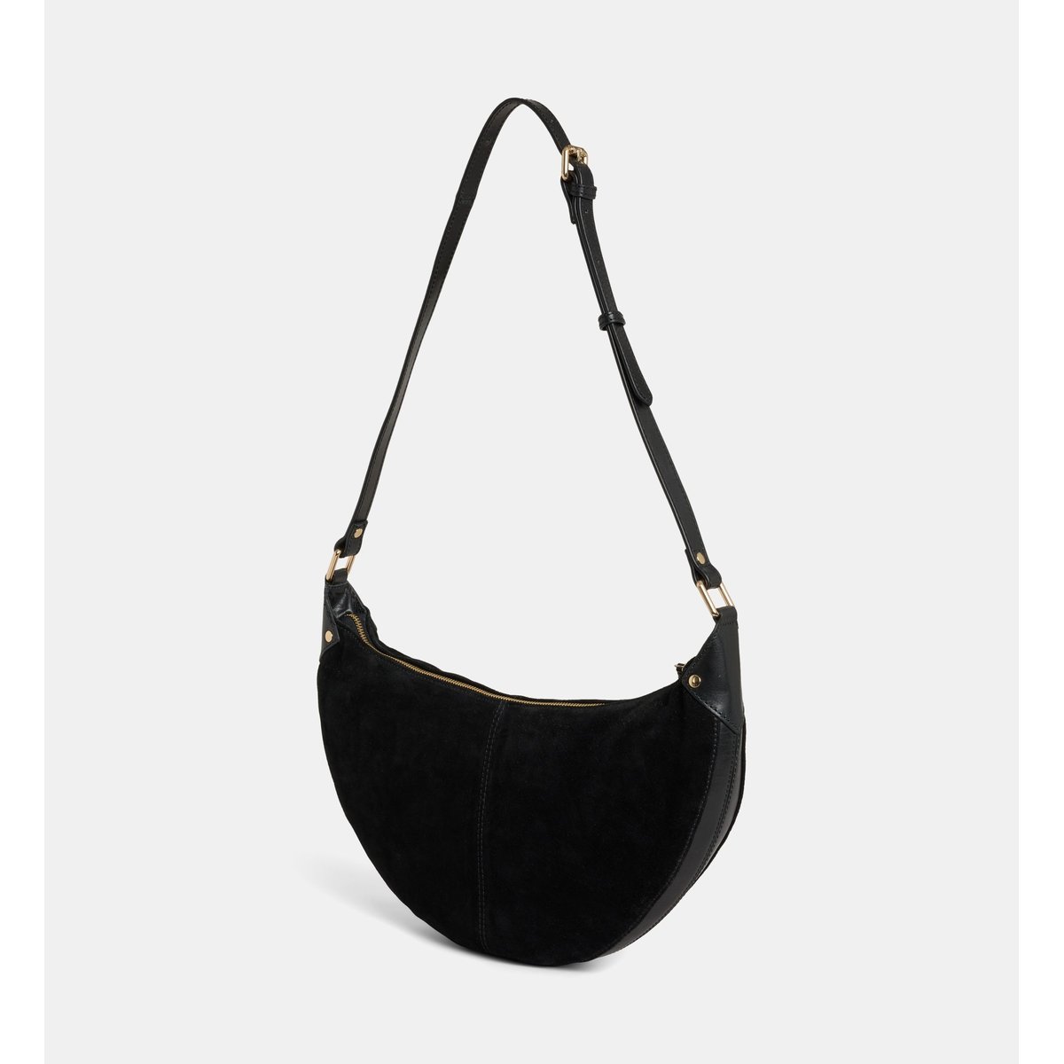 Sac à main demi lune rosanne en cuir et suède noir, GALERIES LAFAYETTE