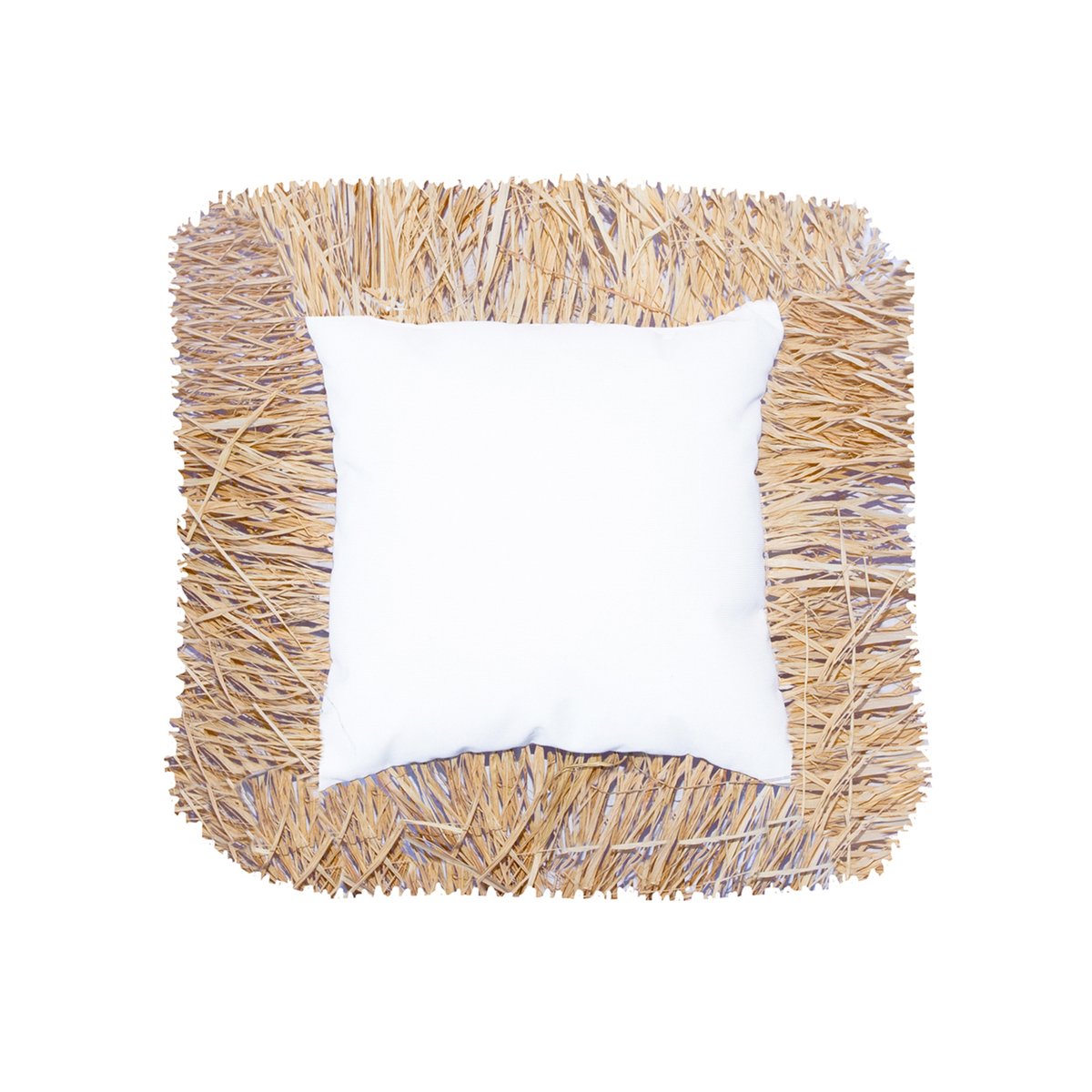 Coussin extérieur carré à frange blanc, MX HOME